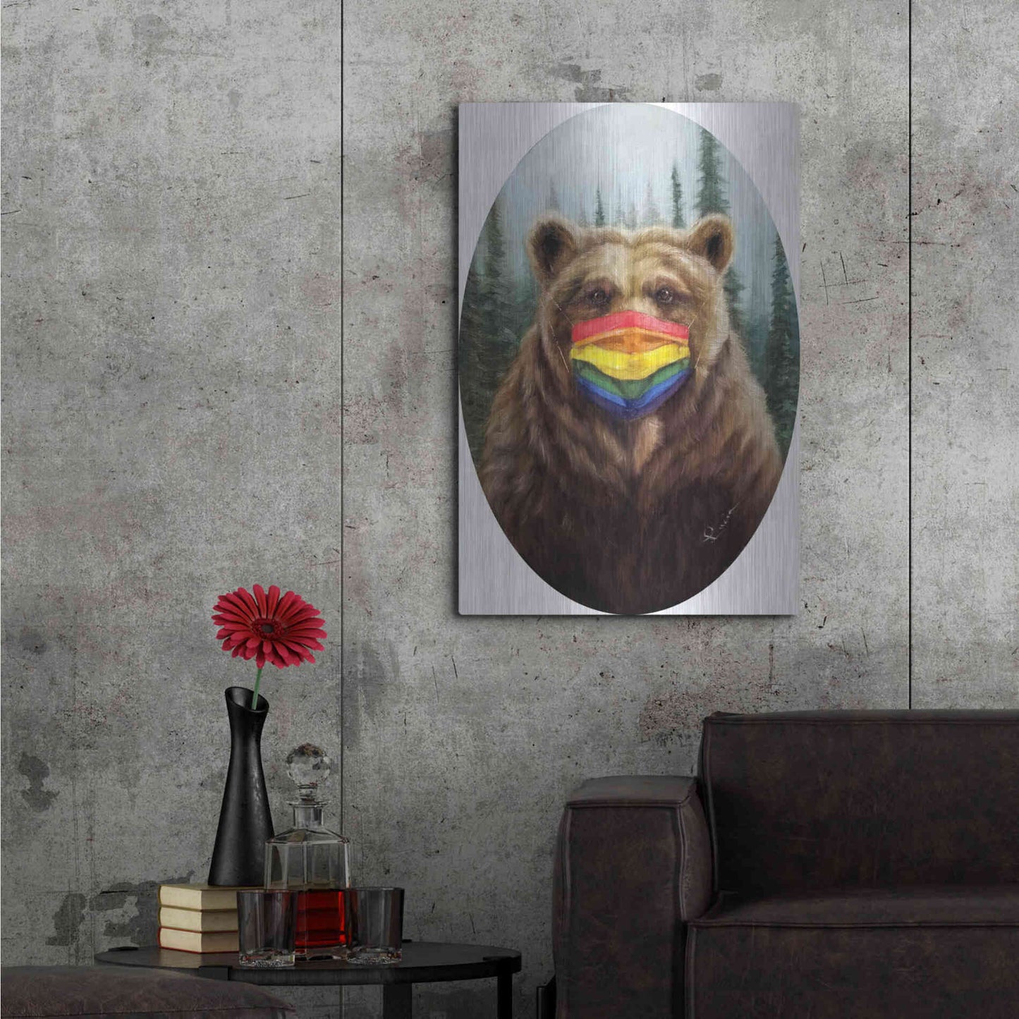 Luxe Metal Art 'Bear Pride' by Lucia Heffernan,24x36