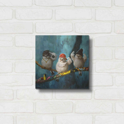 Luxe Metal Art 'Birdz in da Hood No. 2' by Lucia Heffernan,12x12