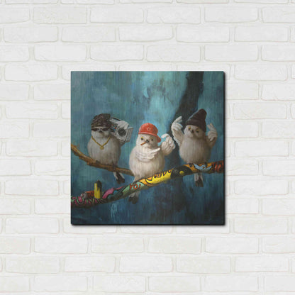 Luxe Metal Art 'Birdz in da Hood No. 2' by Lucia Heffernan,24x24