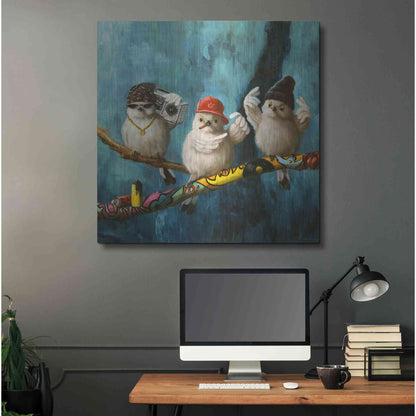 Luxe Metal Art 'Birdz in da Hood No. 2' by Lucia Heffernan,36x36