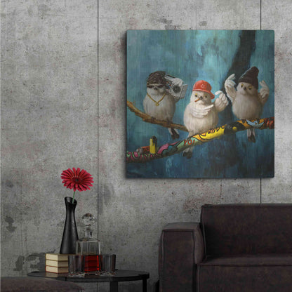 Luxe Metal Art 'Birdz in da Hood No. 2' by Lucia Heffernan,36x36