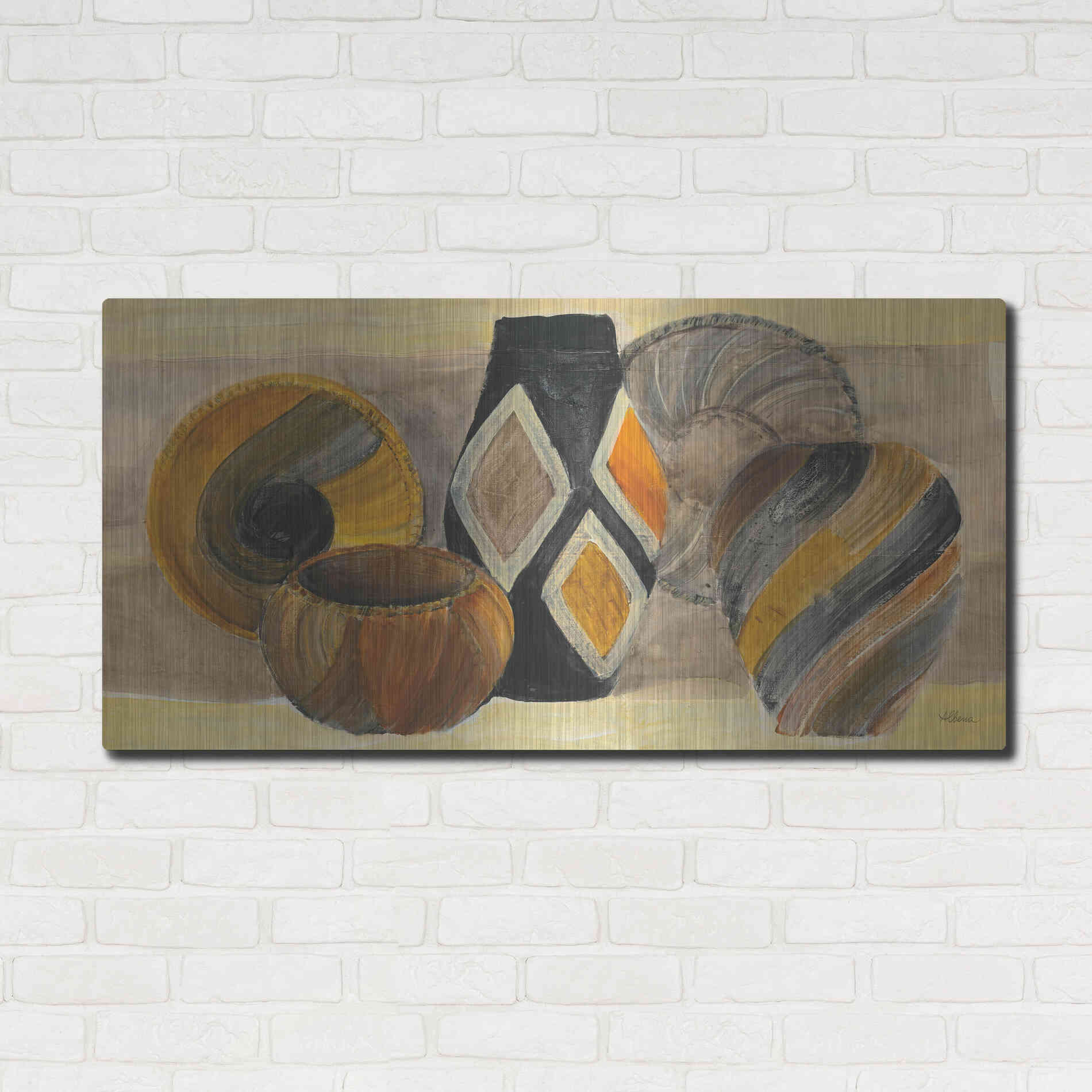 Luxe Metal Art 'Swirling Still Life' by Albena Hristova, Metal Wall Art,48x24