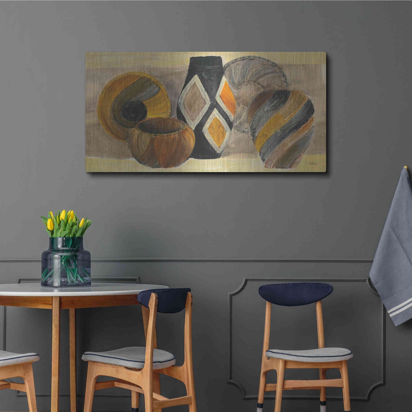 Luxe Metal Art 'Swirling Still Life' by Albena Hristova, Metal Wall Art,48x24