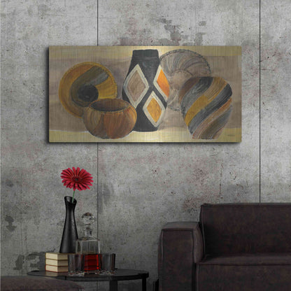 Luxe Metal Art 'Swirling Still Life' by Albena Hristova, Metal Wall Art,48x24