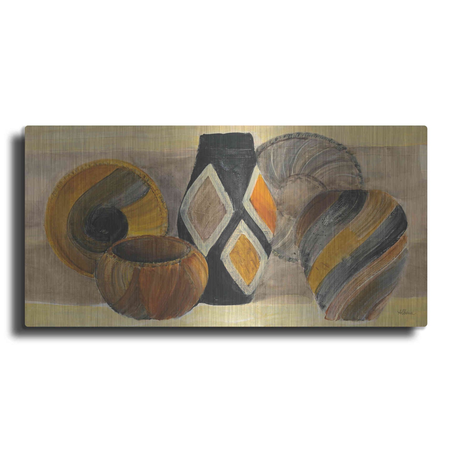 Luxe Metal Art 'Swirling Still Life' by Albena Hristova, Metal Wall Art