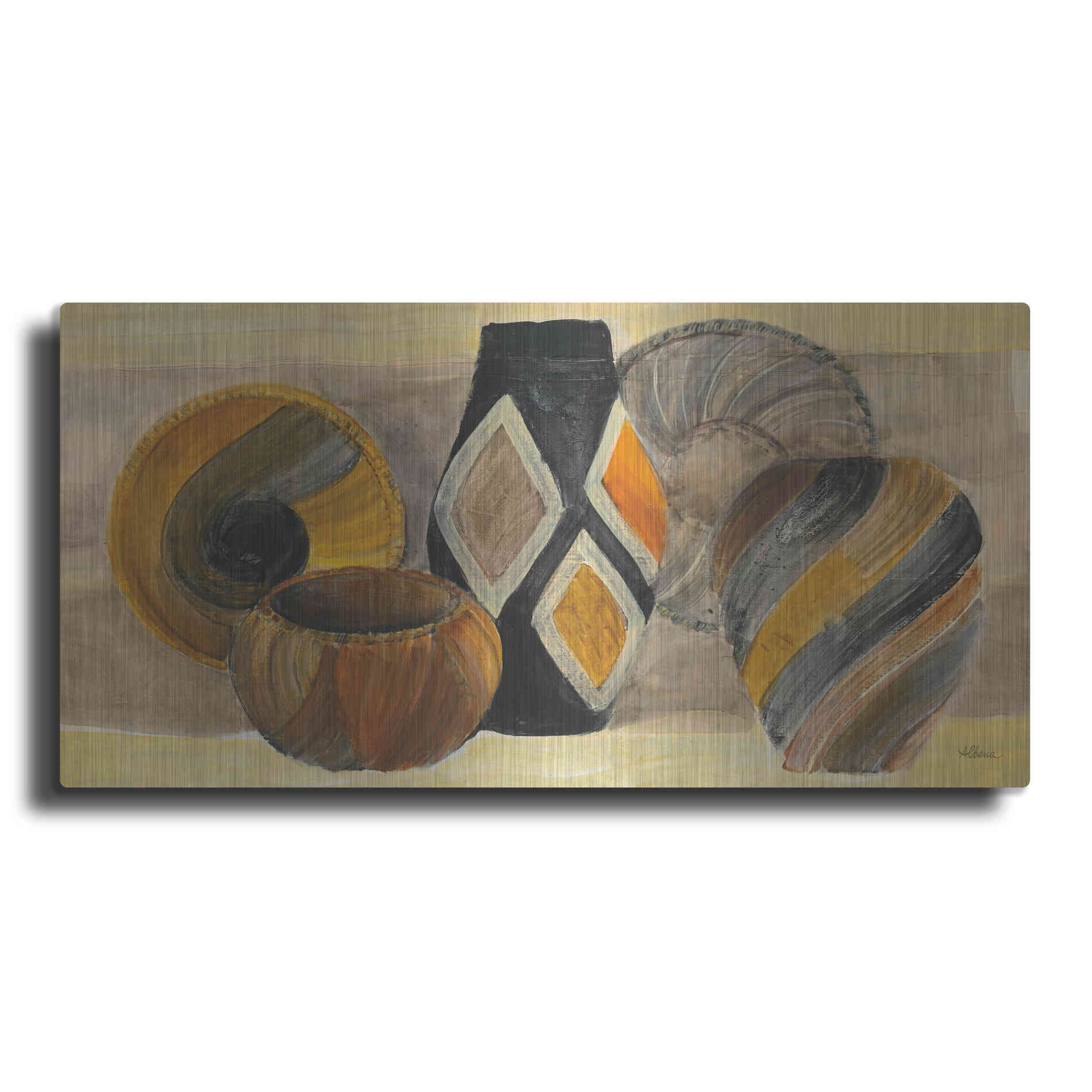 Luxe Metal Art 'Swirling Still Life' by Albena Hristova, Metal Wall Art