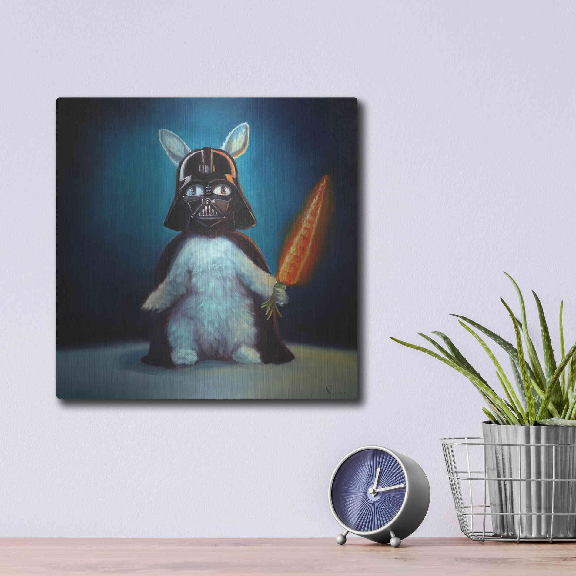 Luxe Metal Art 'Bunny Vader' by Lucia Heffernan,12x12