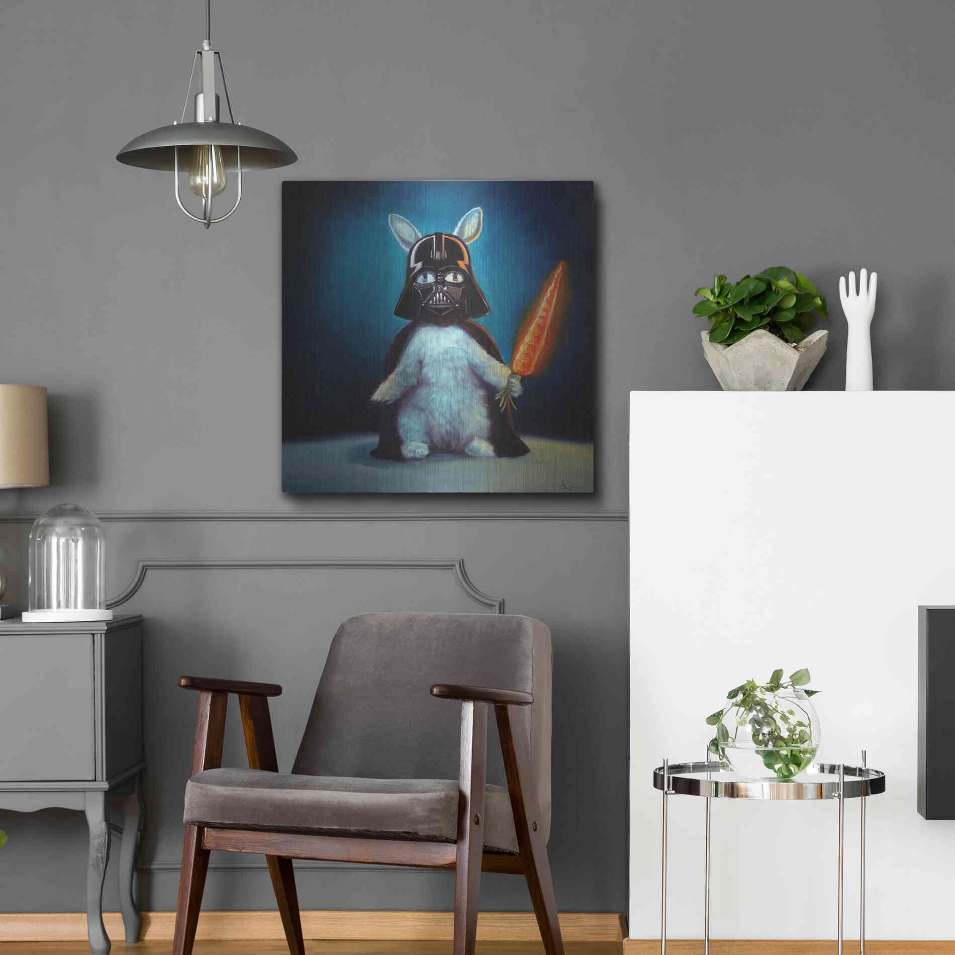 Luxe Metal Art 'Bunny Vader' by Lucia Heffernan,24x24