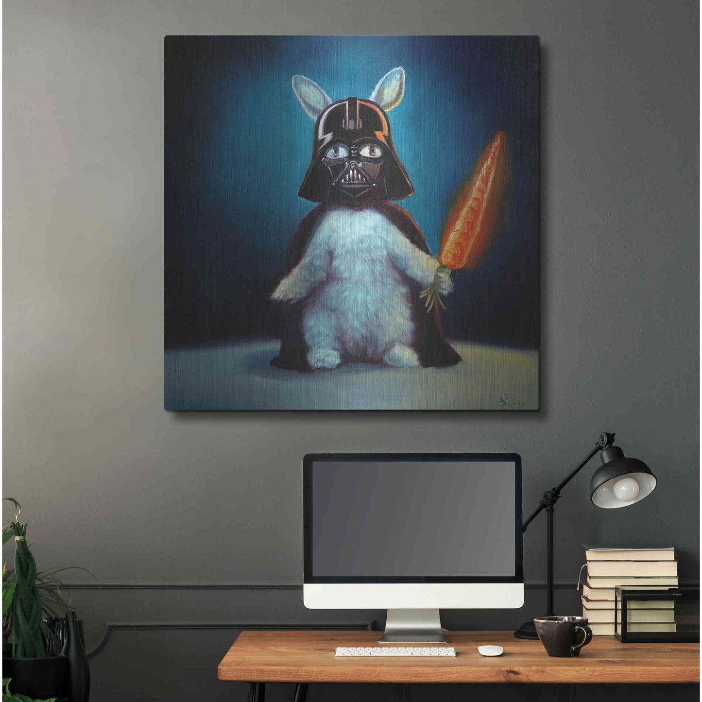 Luxe Metal Art 'Bunny Vader' by Lucia Heffernan,36x36