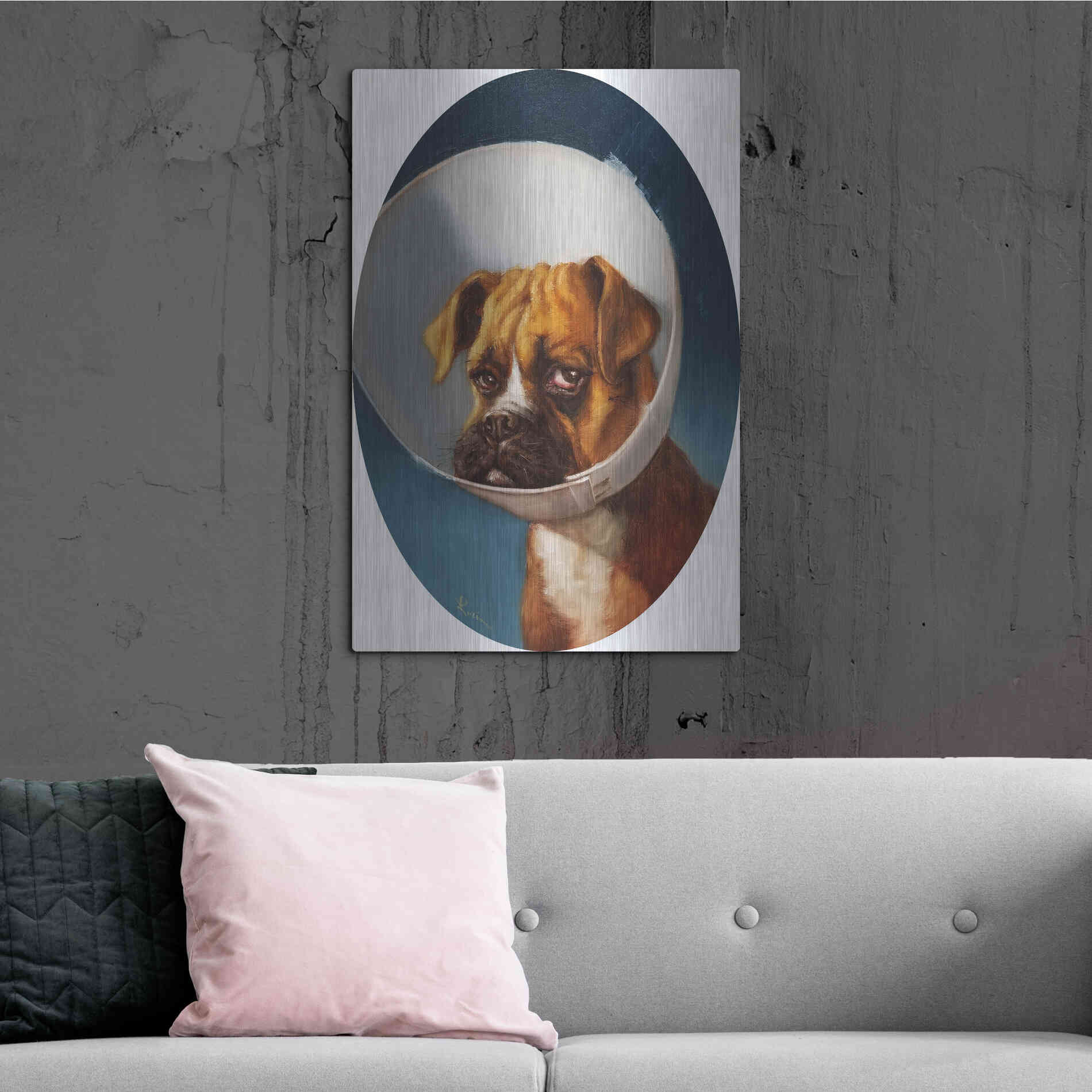 Luxe Metal Art 'Cone of Shame' by Lucia Heffernan,24x36