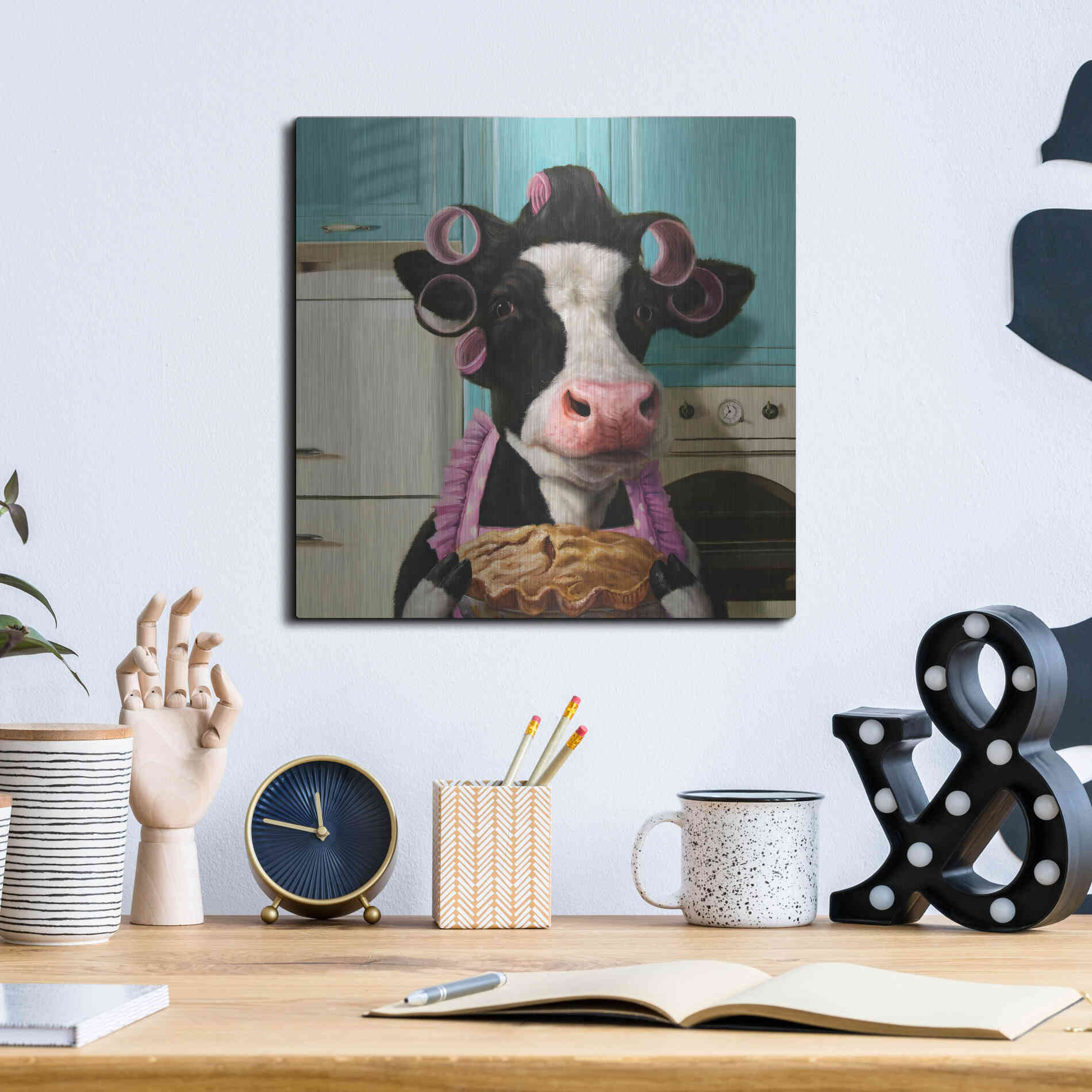 Luxe Metal Art 'Cow Pie' by Lucia Heffernan,12x12