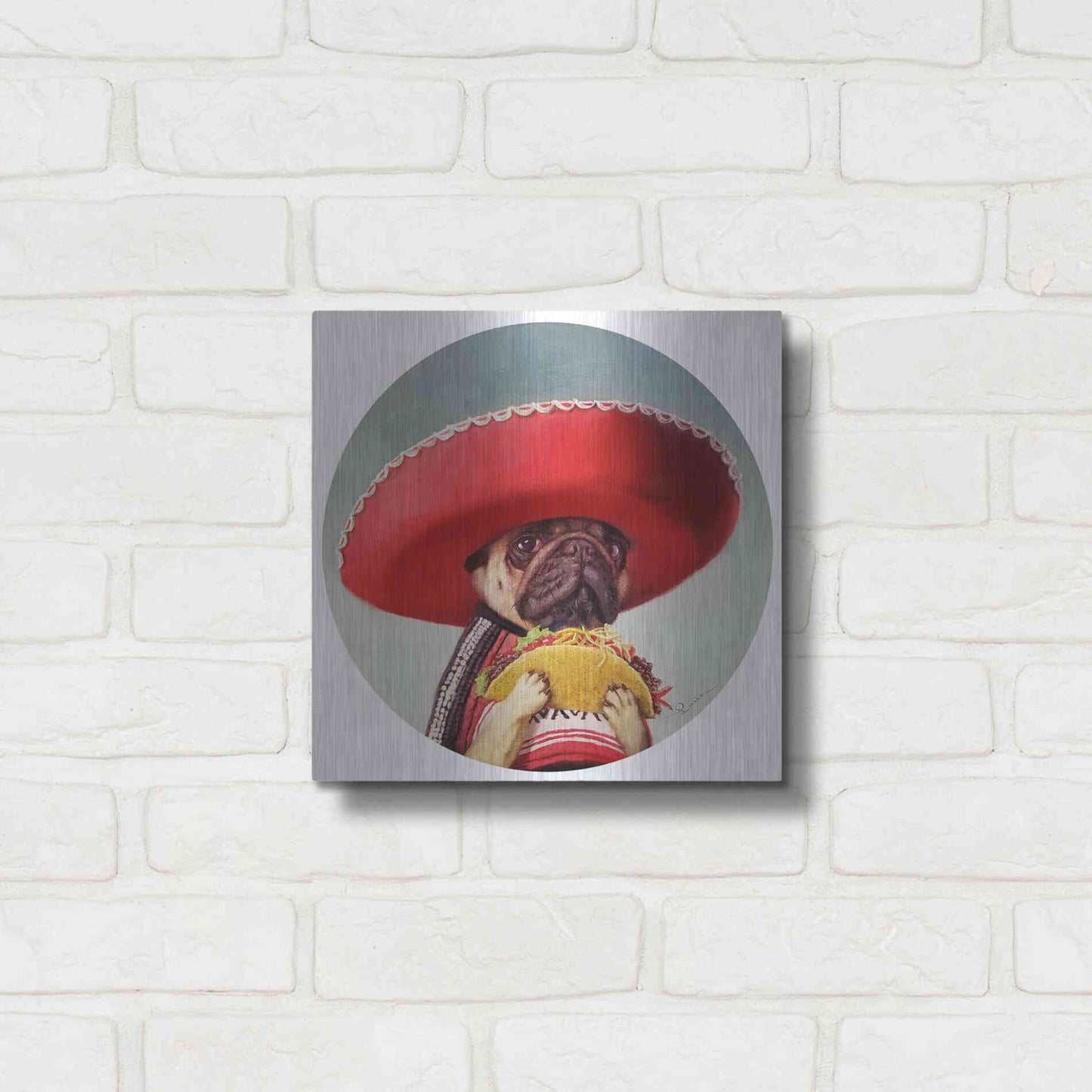 Luxe Metal Art 'Mi Taco Mi Amigo' by Lucia Heffernan,12x12