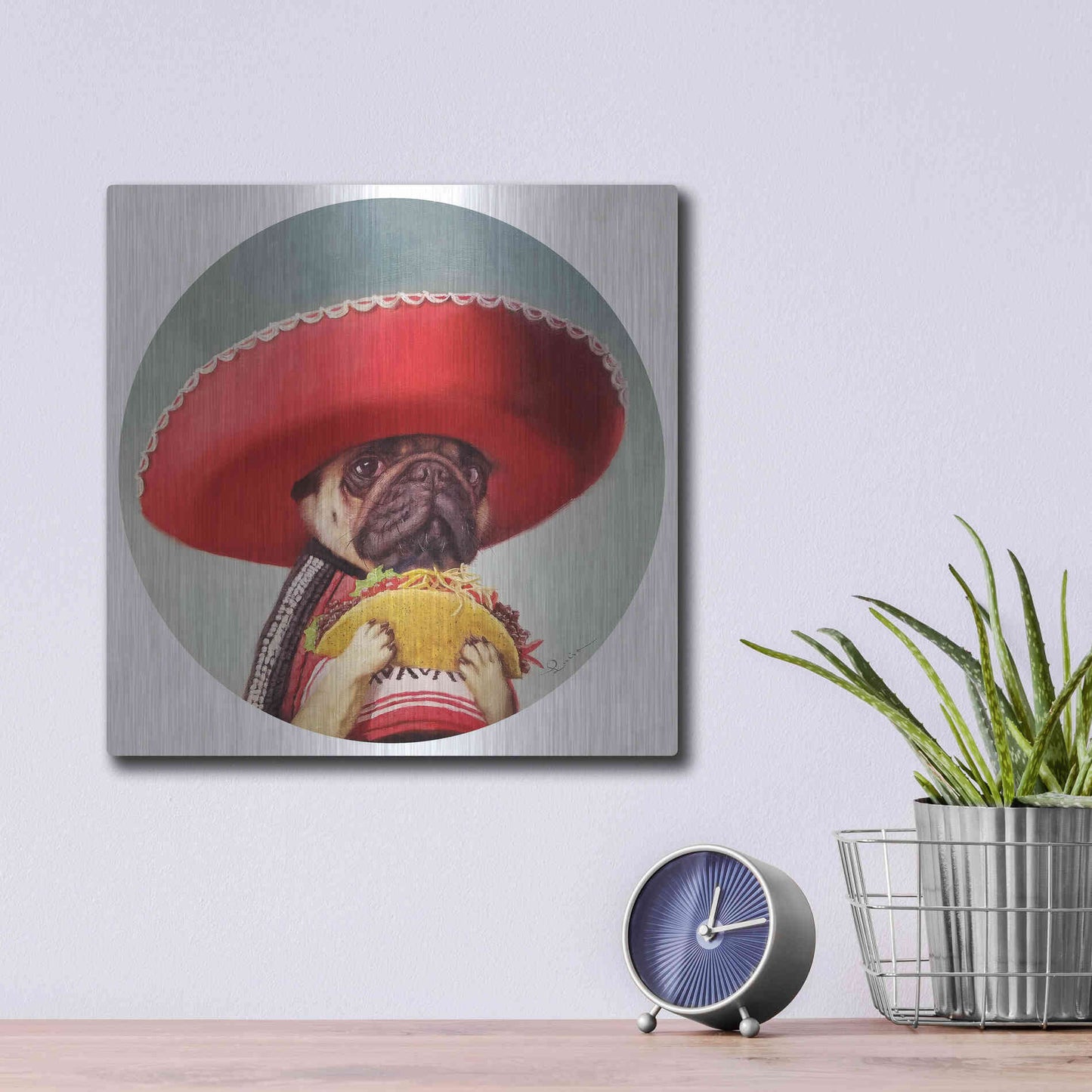 Luxe Metal Art 'Mi Taco Mi Amigo' by Lucia Heffernan,12x12