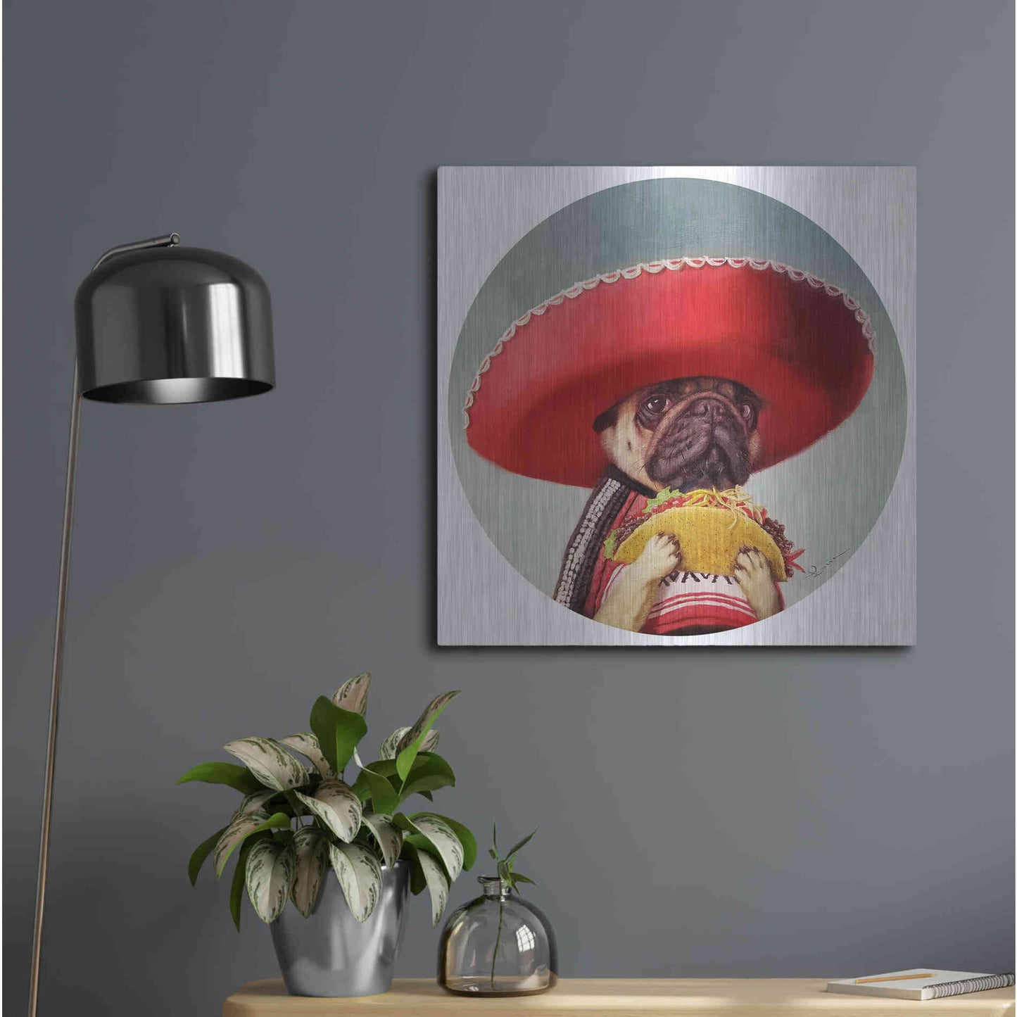 Luxe Metal Art 'Mi Taco Mi Amigo' by Lucia Heffernan,24x24