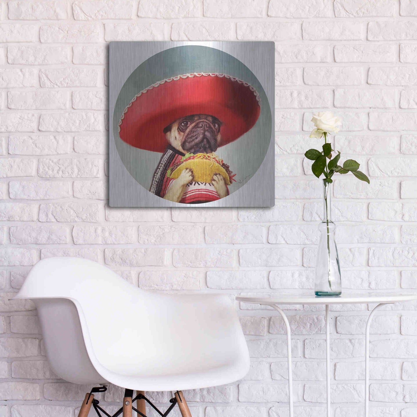 Luxe Metal Art 'Mi Taco Mi Amigo' by Lucia Heffernan,24x24