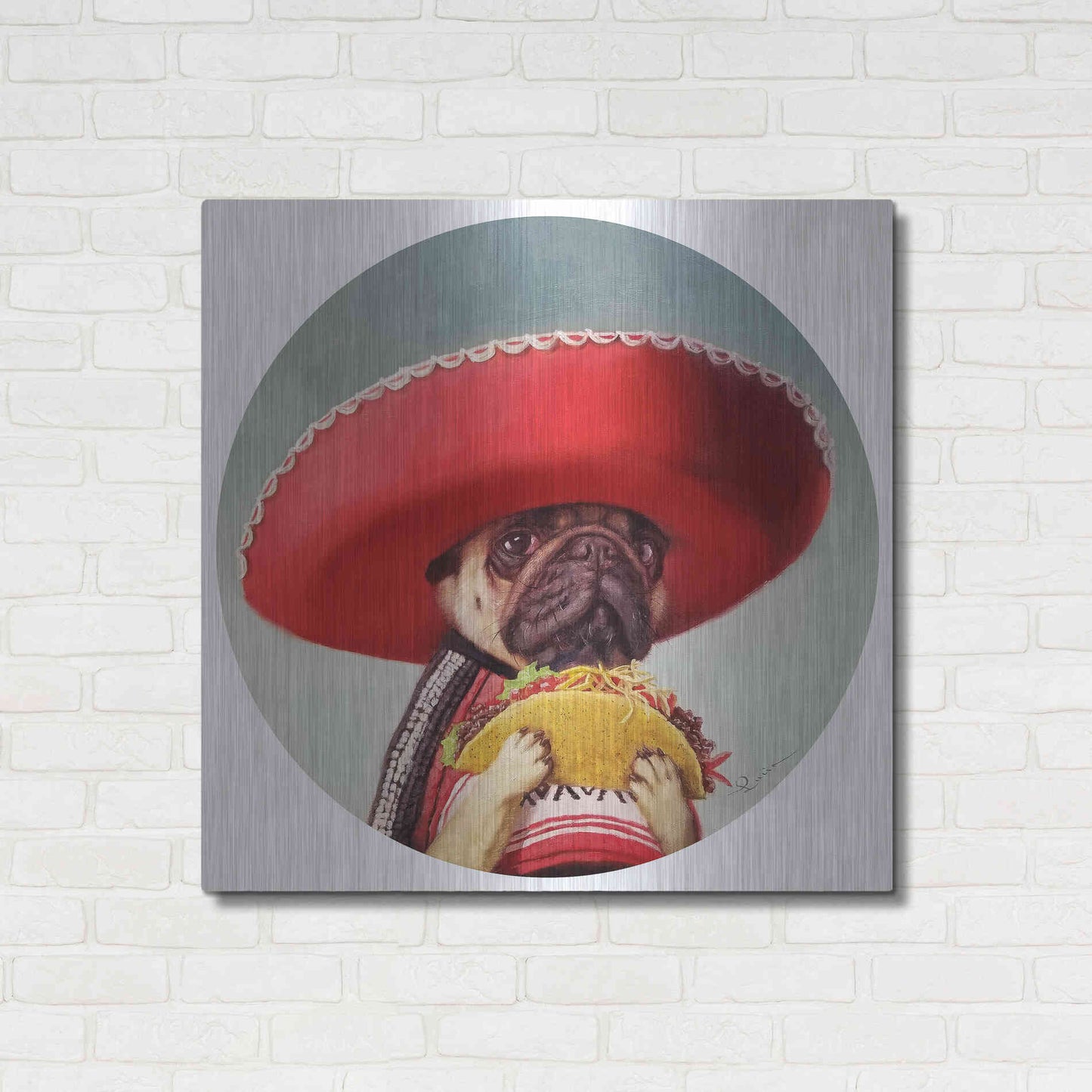 Luxe Metal Art 'Mi Taco Mi Amigo' by Lucia Heffernan,36x36