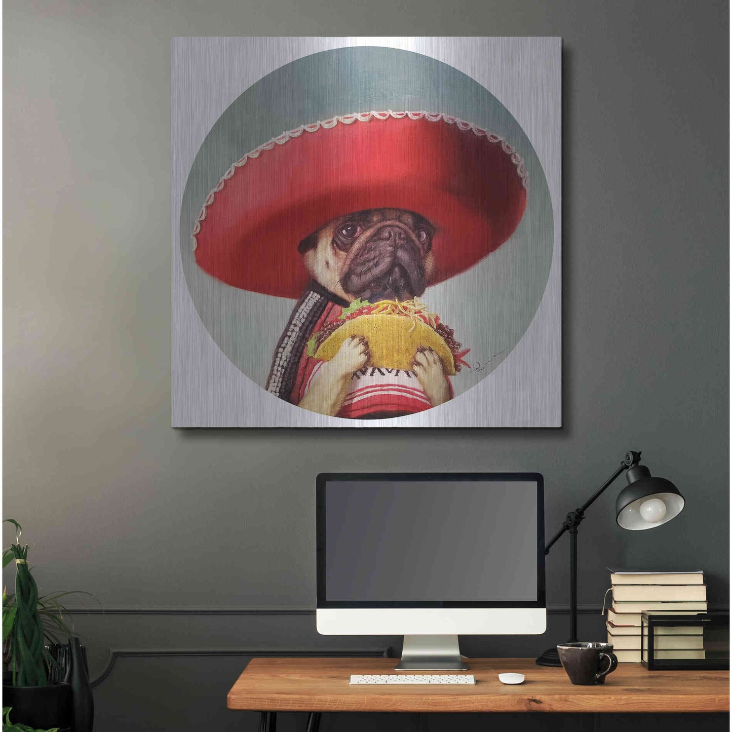 Luxe Metal Art 'Mi Taco Mi Amigo' by Lucia Heffernan,36x36