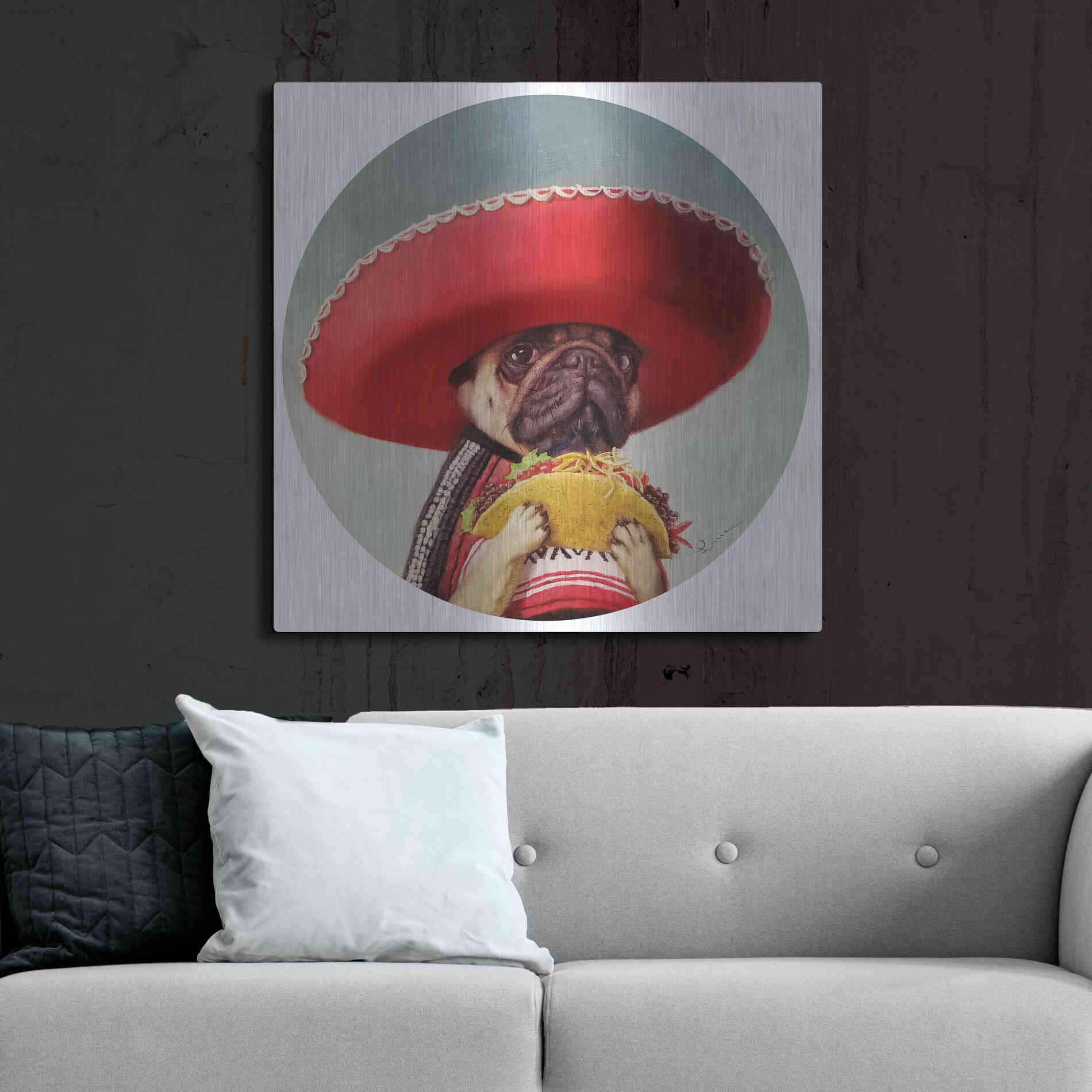 Luxe Metal Art 'Mi Taco Mi Amigo' by Lucia Heffernan,36x36