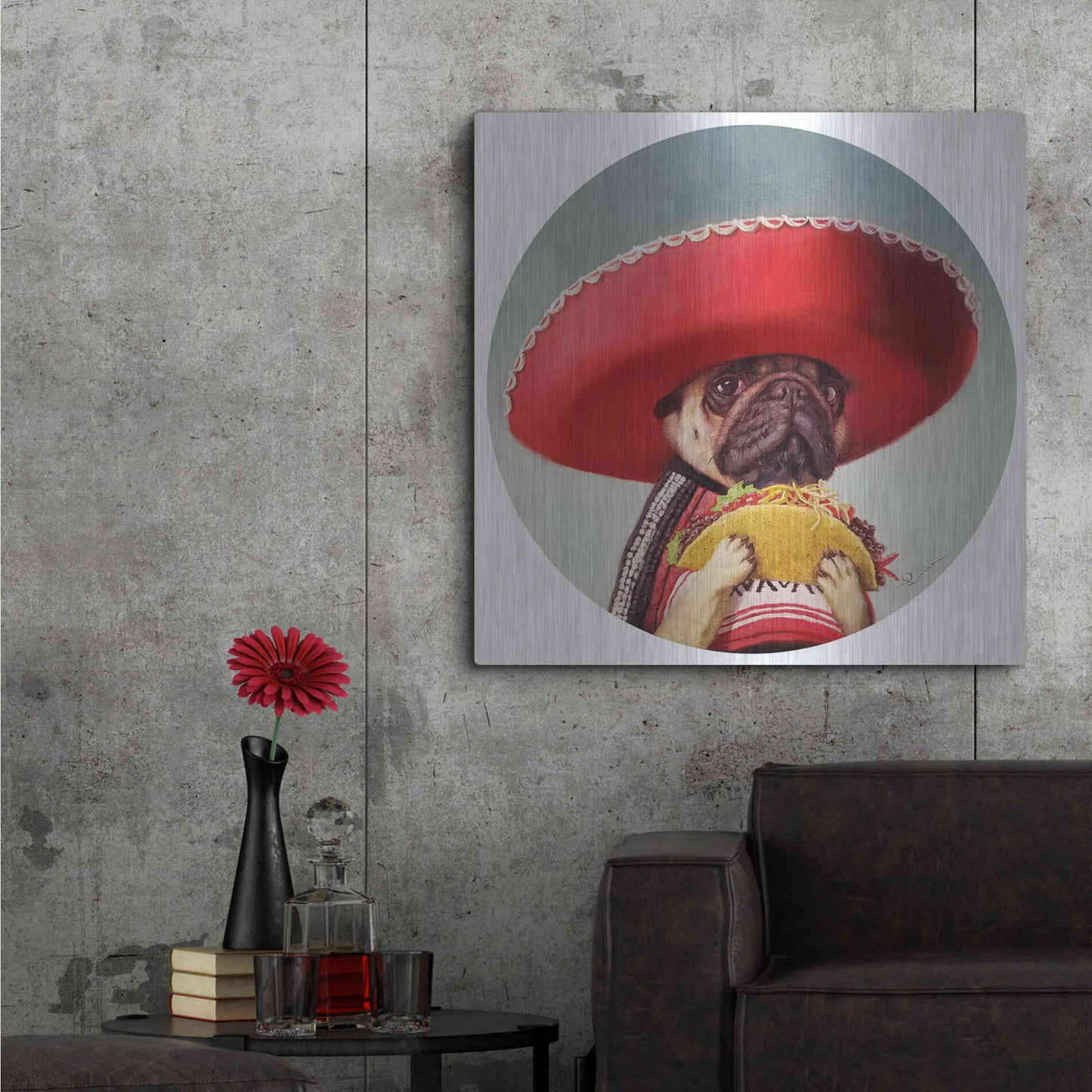 Luxe Metal Art 'Mi Taco Mi Amigo' by Lucia Heffernan,36x36