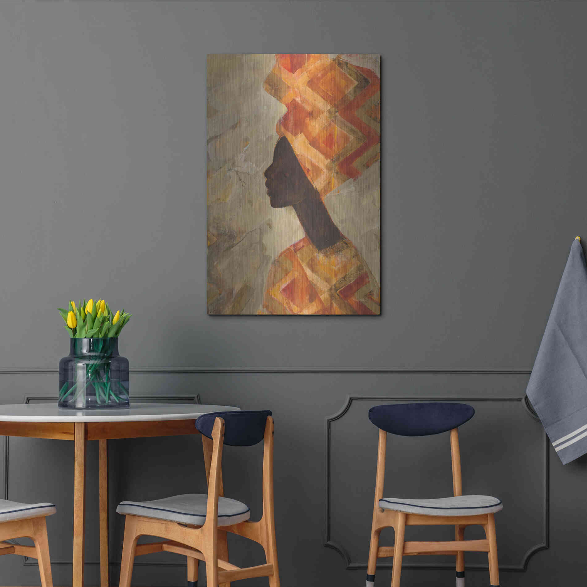 Luxe Metal Art 'African Beauty II' by Albena Hristova, Metal Wall Art,24x36