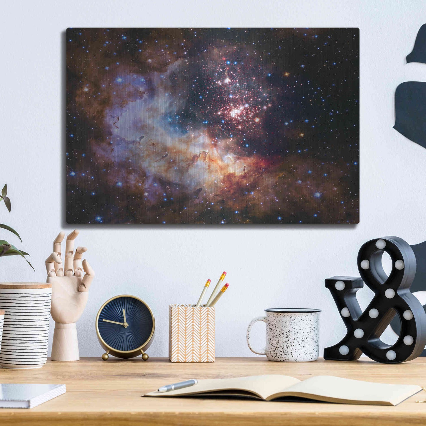 Luxe Metal Art 'Celestial Fireworks' Hubble Space Telescope, Metal Wall Art,16x12
