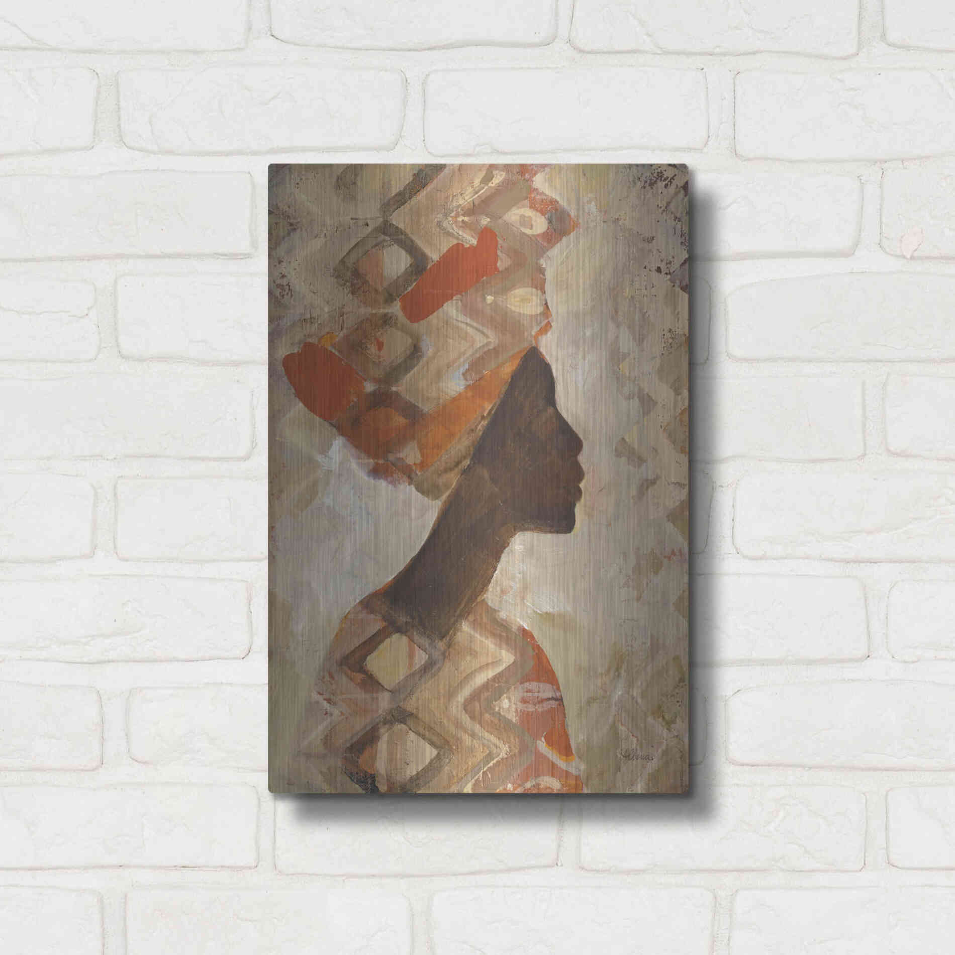 Luxe Metal Art 'African Beauty I' by Albena Hristova, Metal Wall Art,12x16