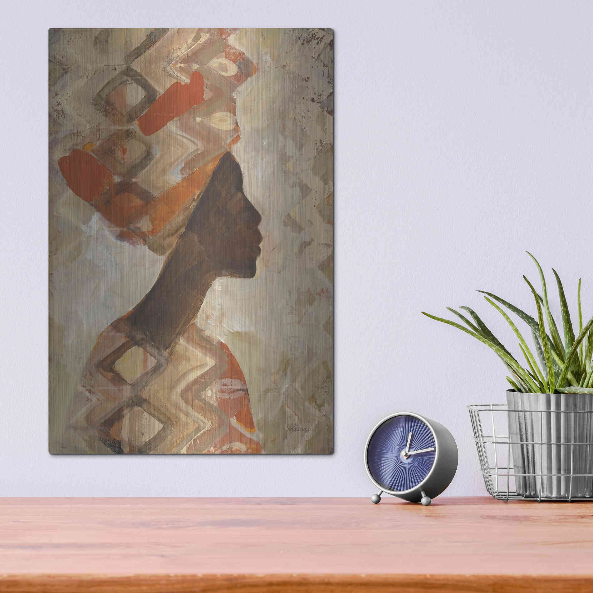 Luxe Metal Art 'African Beauty I' by Albena Hristova, Metal Wall Art,12x16