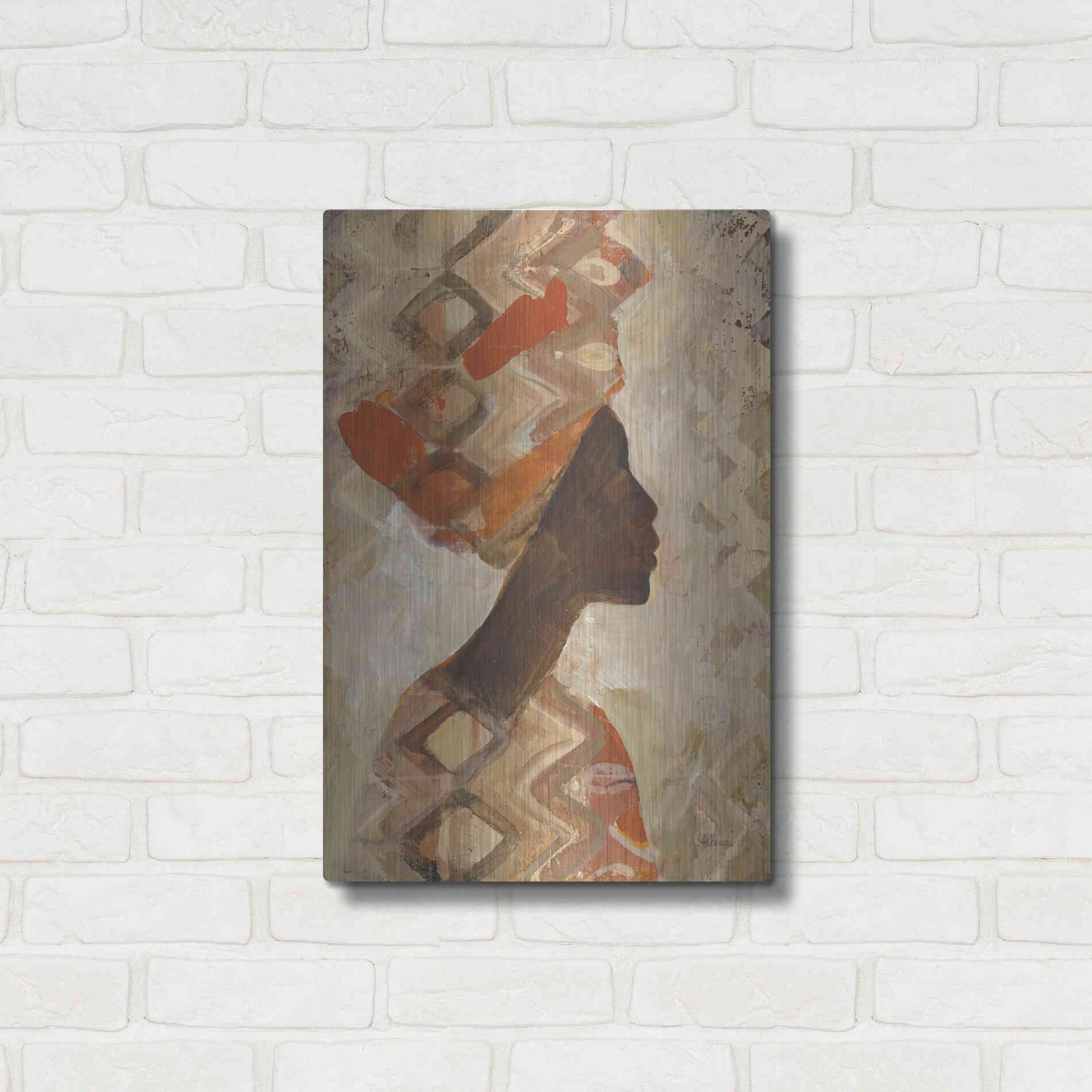 Luxe Metal Art 'African Beauty I' by Albena Hristova, Metal Wall Art,16x24