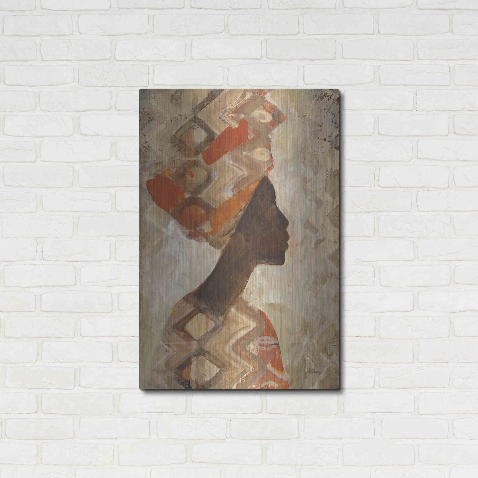 Luxe Metal Art 'African Beauty I' by Albena Hristova, Metal Wall Art,24x36