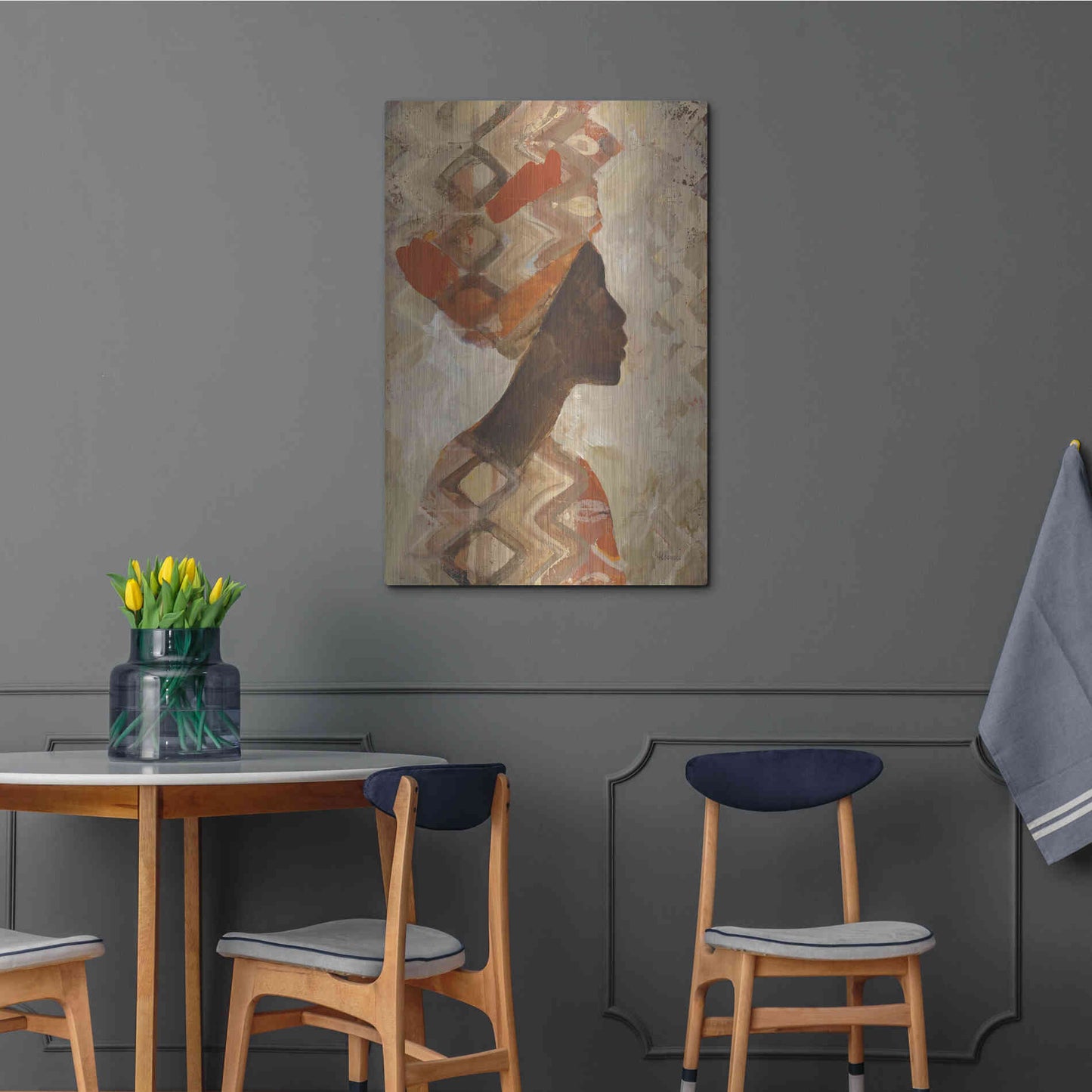 Luxe Metal Art 'African Beauty I' by Albena Hristova, Metal Wall Art,24x36