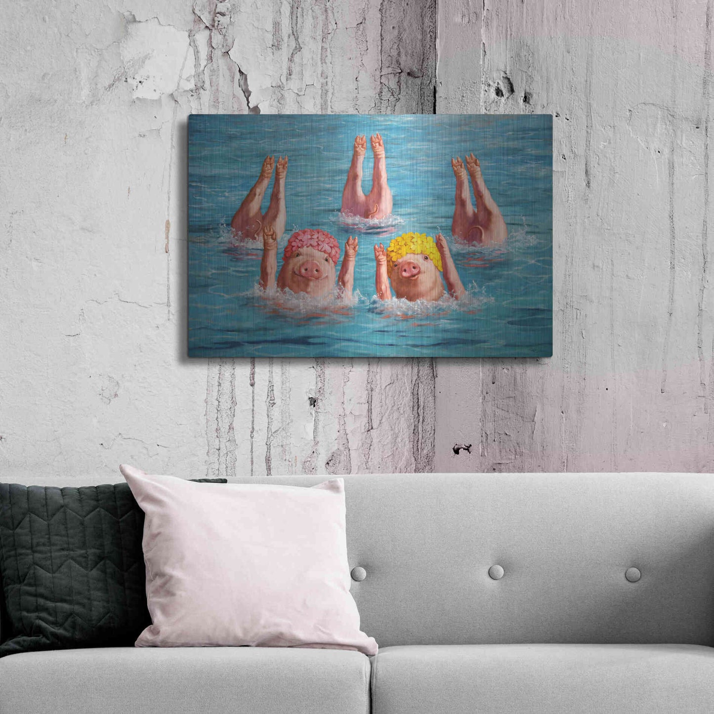 Luxe Metal Art 'Water Ballet' by Lucia Heffernan,36x24