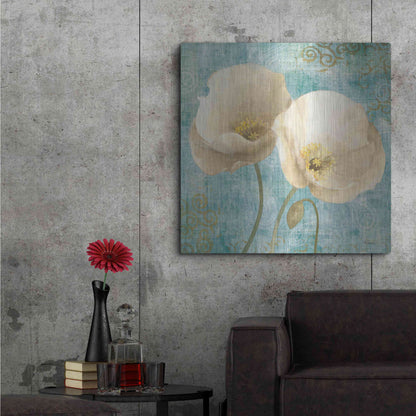 Luxe Metal Art 'Poppies on Paisley' by Albena Hristova, Metal Wall Art,36x36