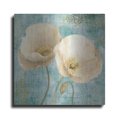 Luxe Metal Art 'Poppies on Paisley' by Albena Hristova, Metal Wall Art