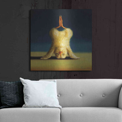 Luxe Metal Art 'Yoga Chick Lotus Headstand' by Lucia Heffernan,36x36