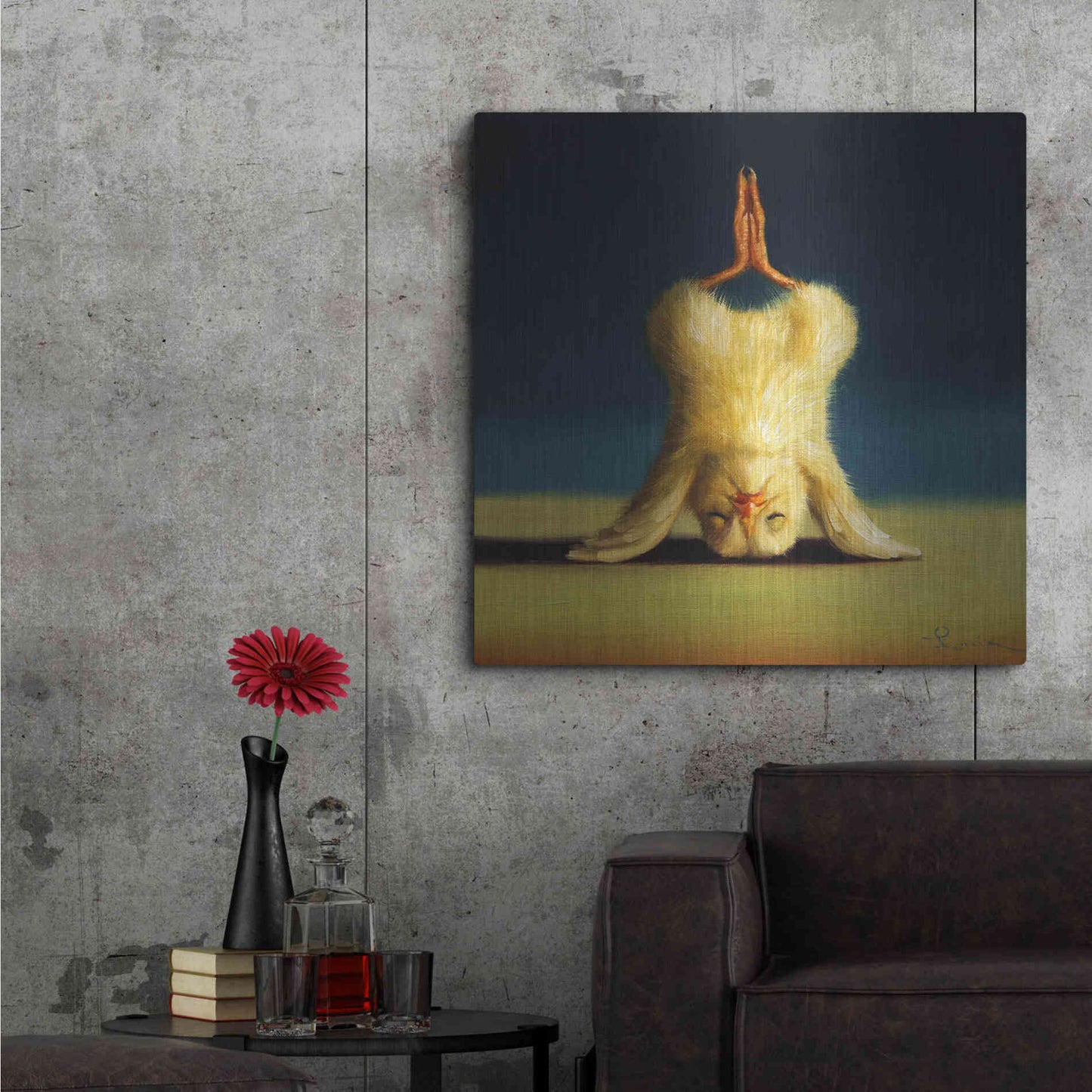 Luxe Metal Art 'Yoga Chick Lotus Headstand' by Lucia Heffernan,36x36