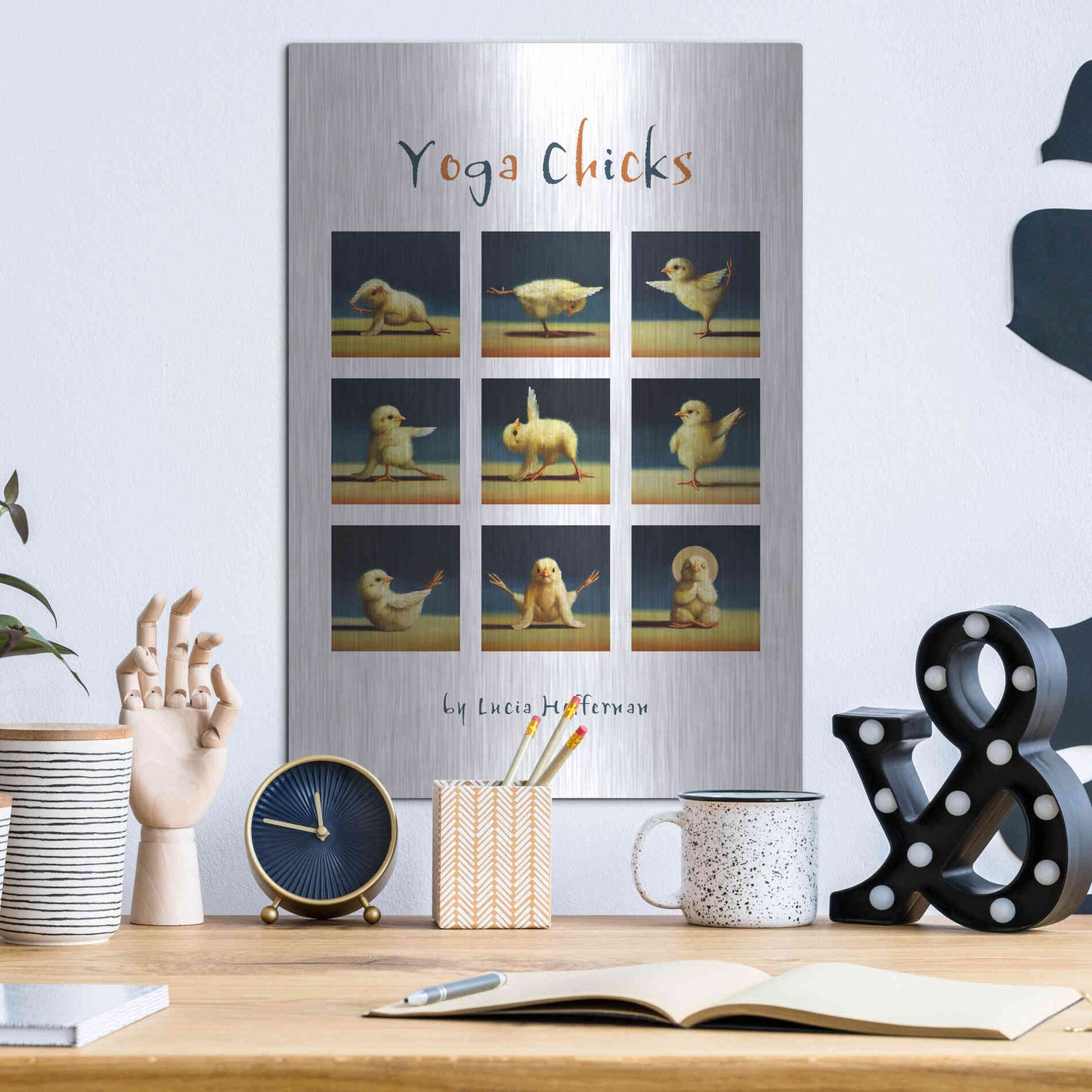 Luxe Metal Art 'Yoga Chicks Collage' by Lucia Heffernan,12x16