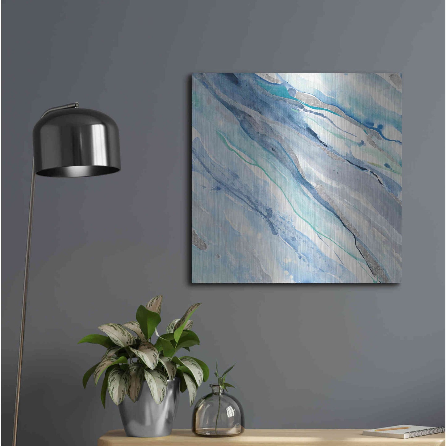 Luxe Metal Art 'Silver Spring II' by Albena Hristova, Metal Wall Art,24x24