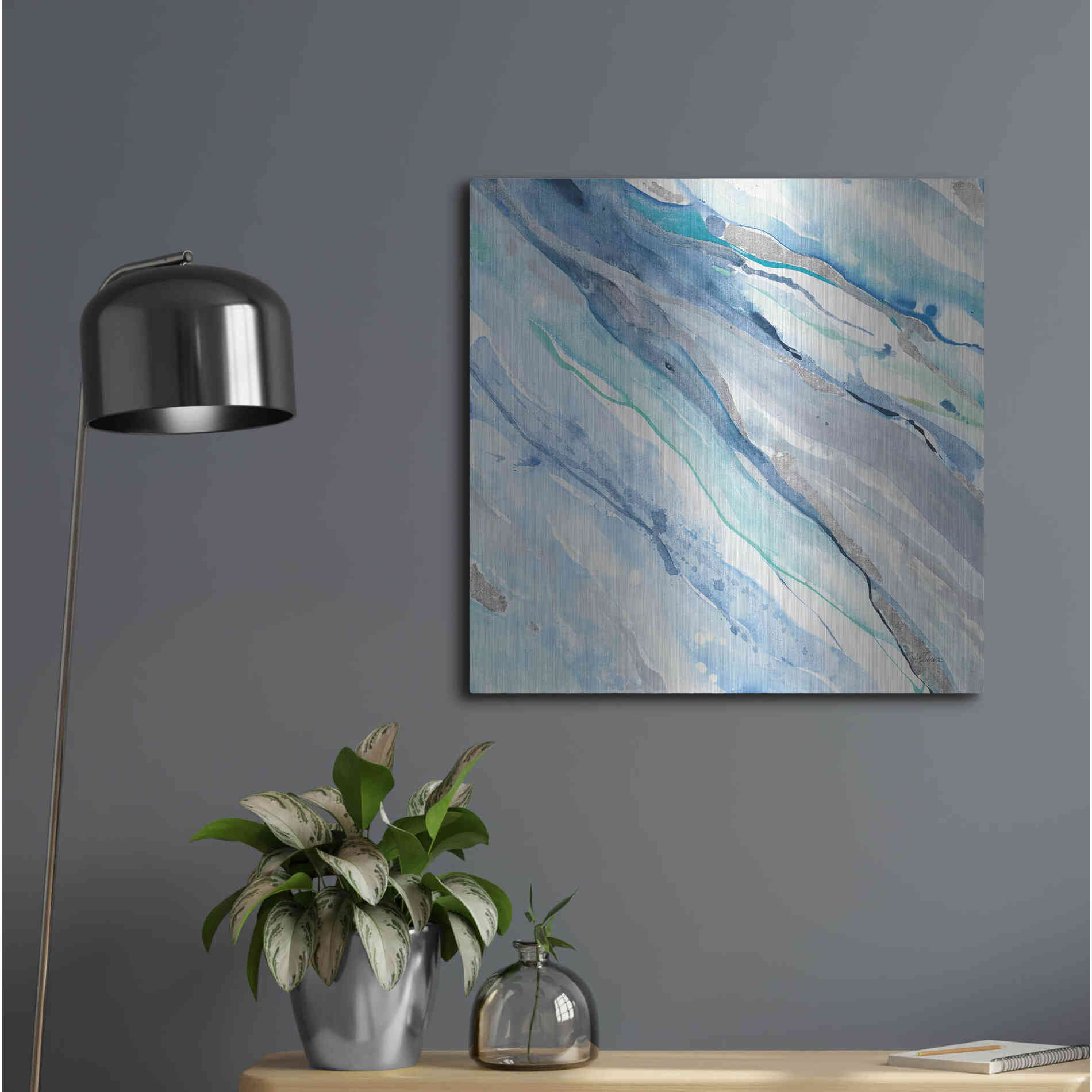 Luxe Metal Art 'Silver Spring II' by Albena Hristova, Metal Wall Art,24x24