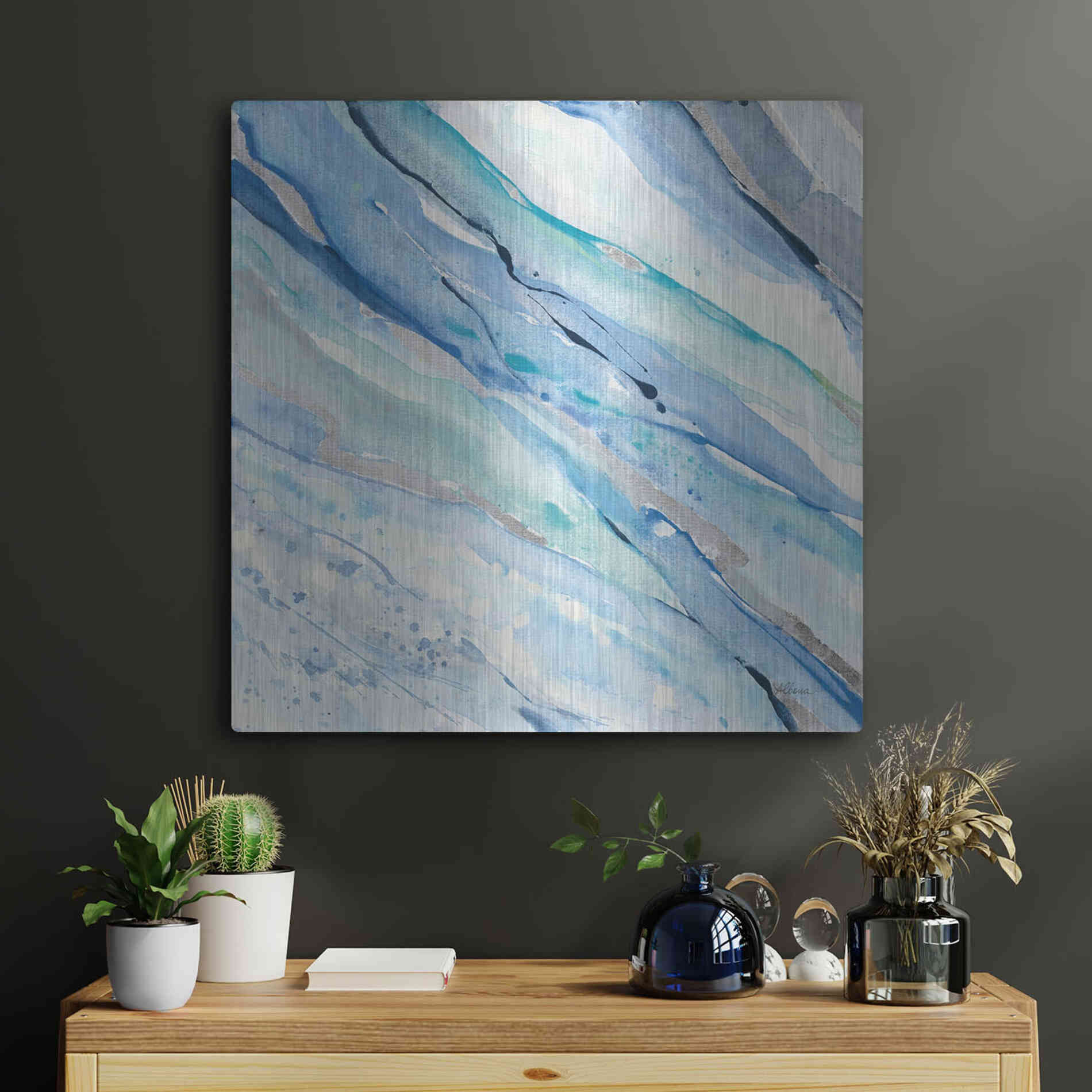 Luxe Metal Art 'Silver Spring I' by Albena Hristova, Metal Wall Art,24x24