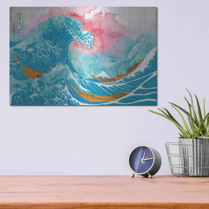 Luxe Metal Art 'The Great Teal Wave' by Porter Hastings,16x12