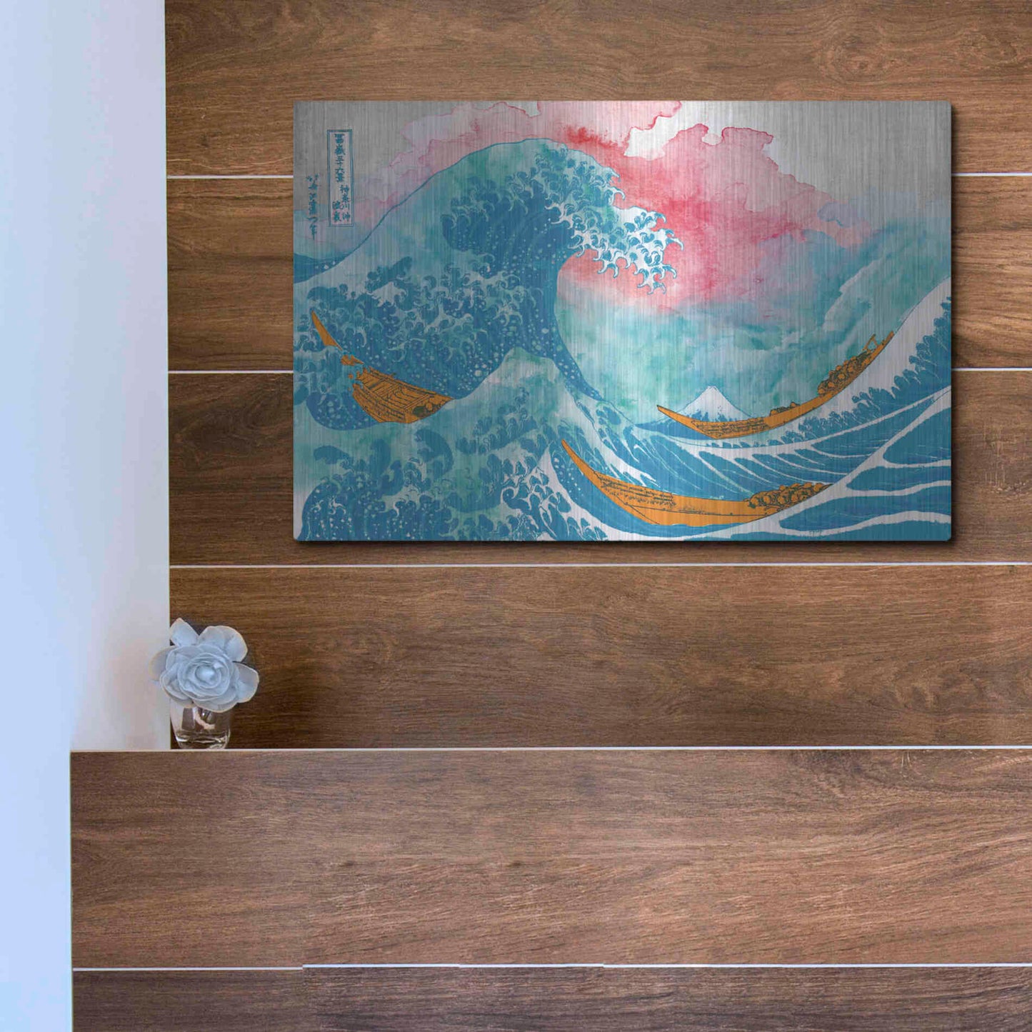 Luxe Metal Art 'The Great Teal Wave' by Porter Hastings,16x12