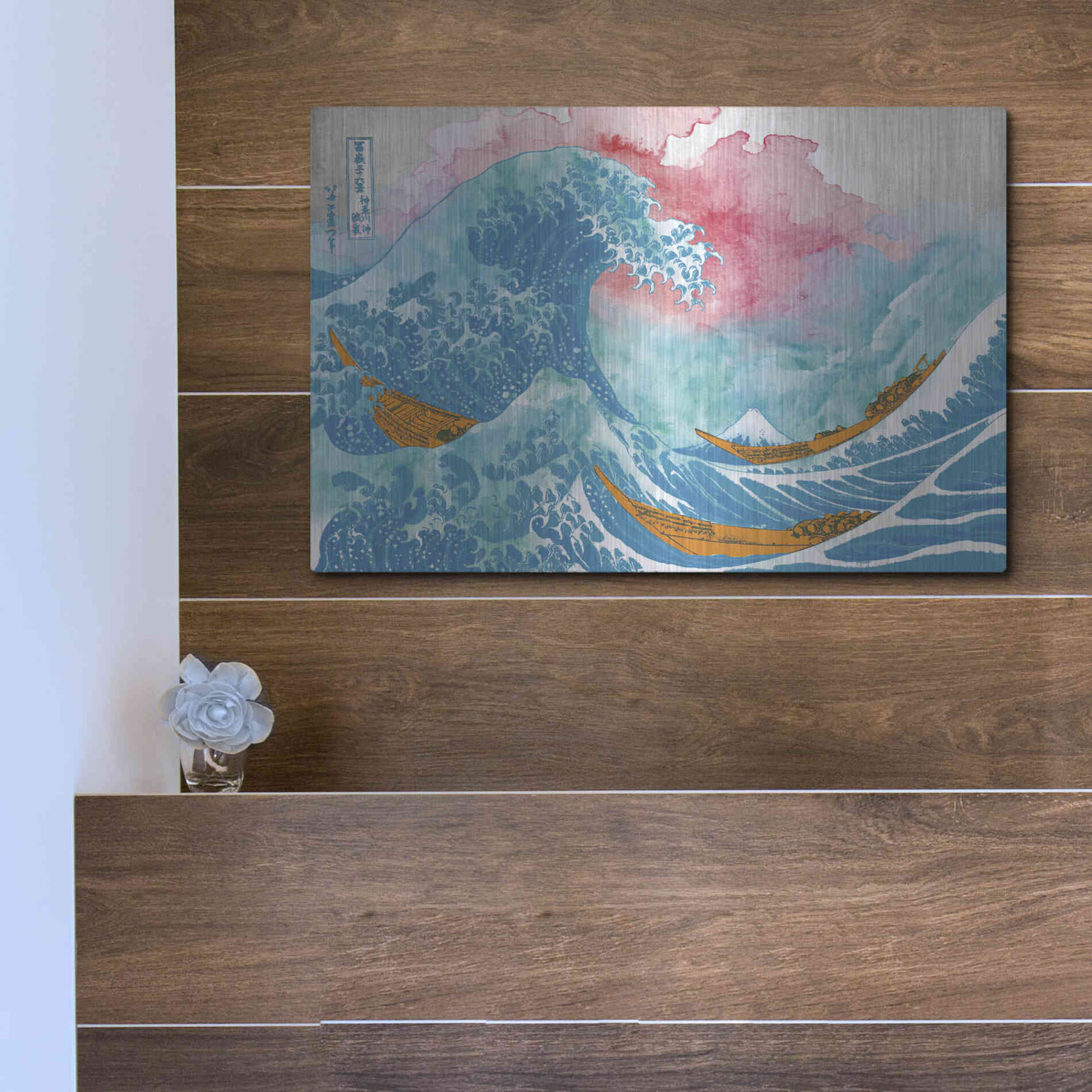 Luxe Metal Art 'The Great Teal Wave' by Porter Hastings,16x12