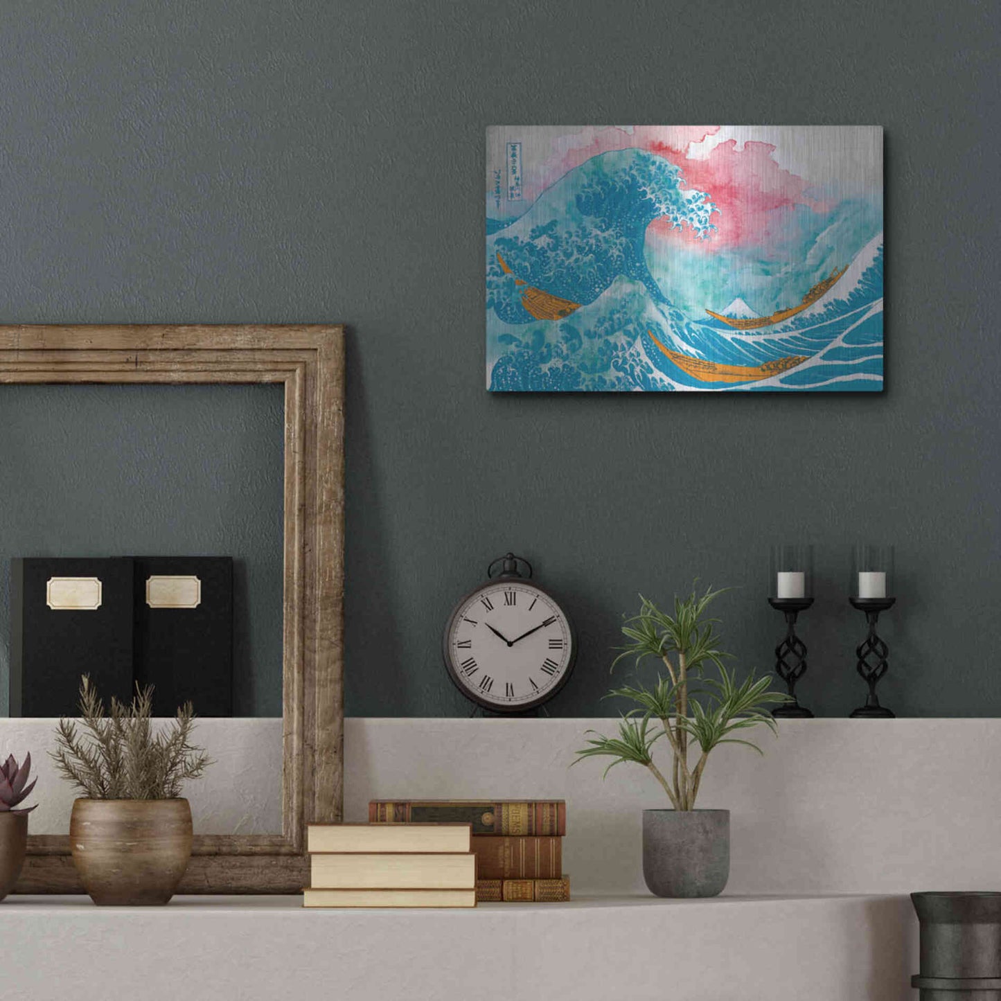 Luxe Metal Art 'The Great Teal Wave' by Porter Hastings,16x12