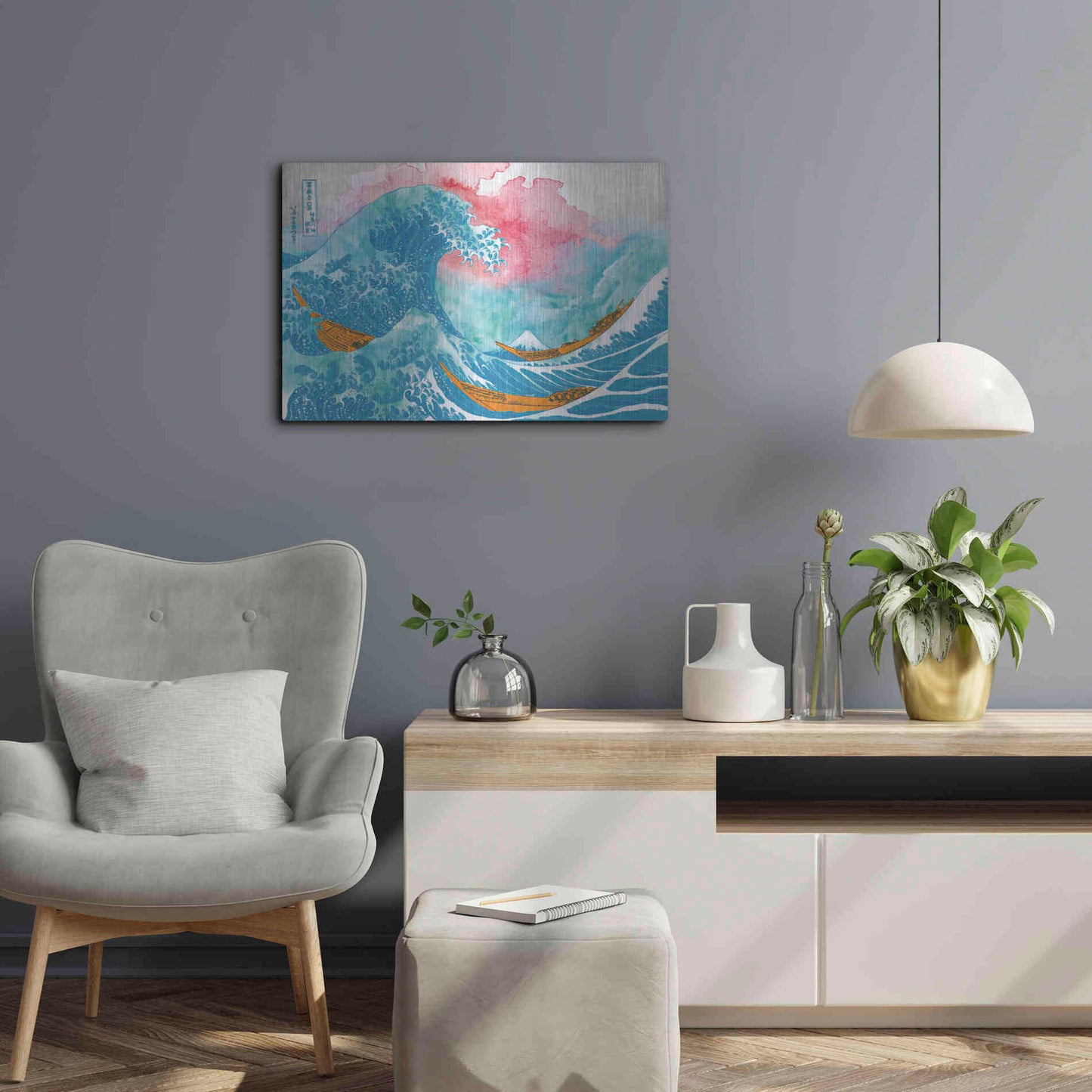 Luxe Metal Art 'The Great Teal Wave' by Porter Hastings,24x16