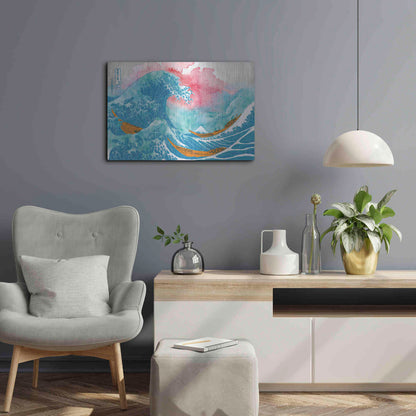 Luxe Metal Art 'The Great Teal Wave' by Porter Hastings,24x16