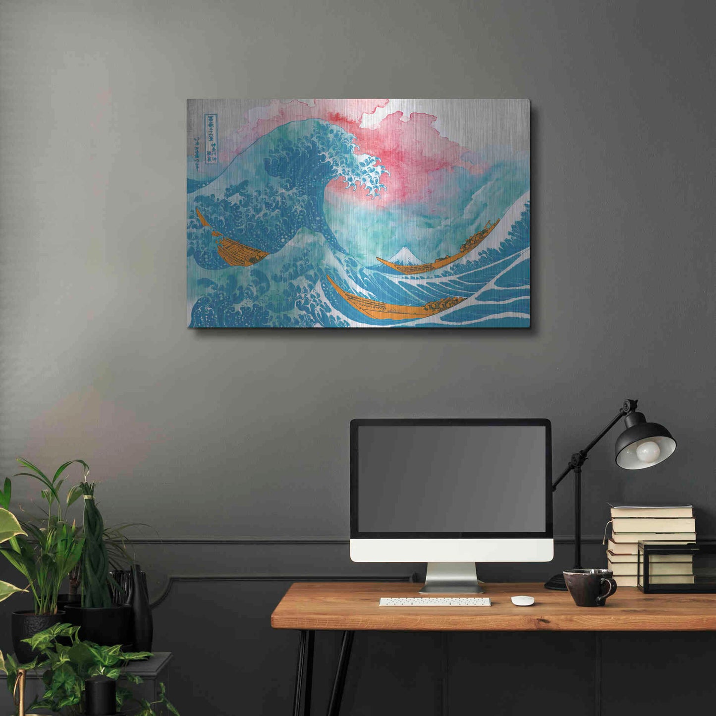 Luxe Metal Art 'The Great Teal Wave' by Porter Hastings,36x24