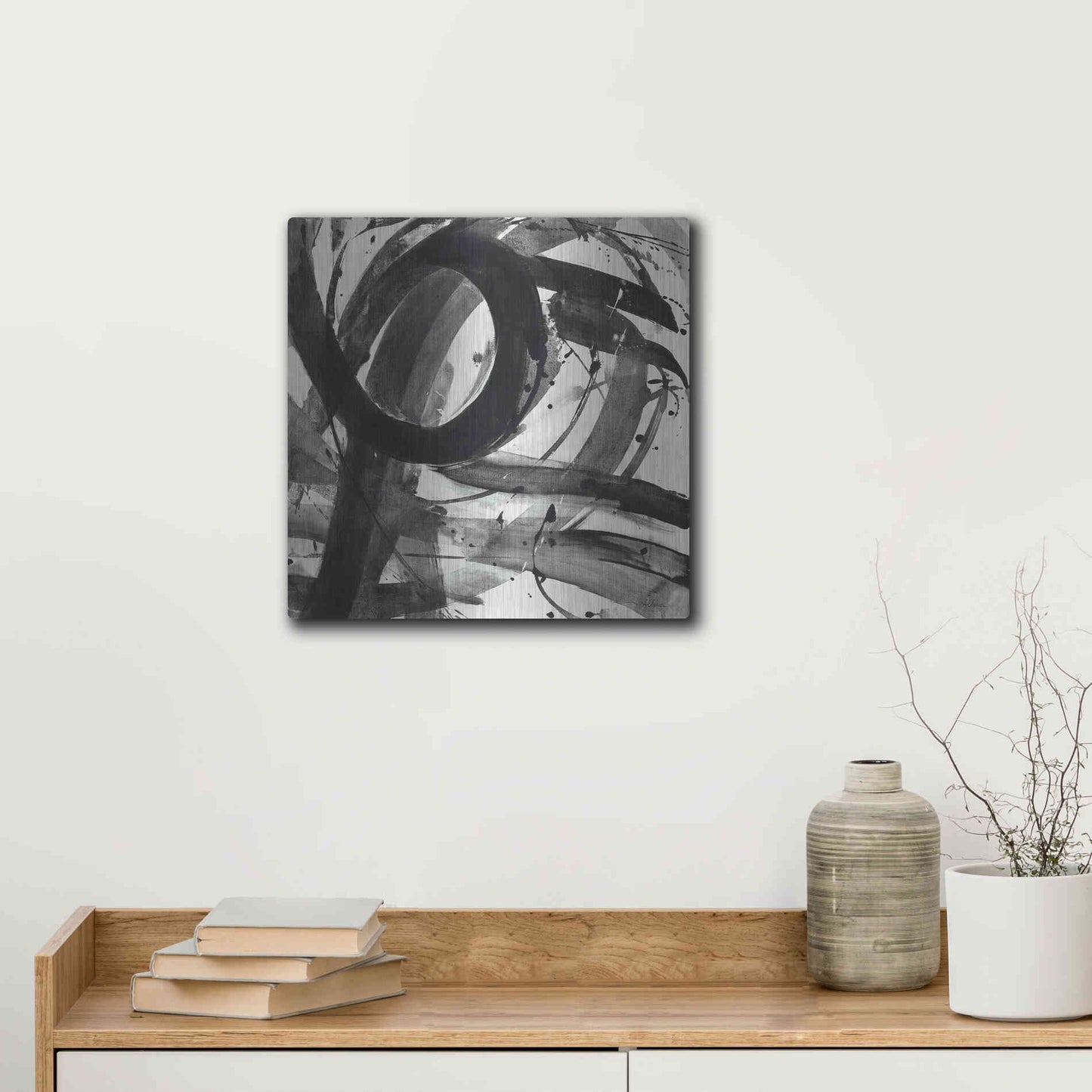 Luxe Metal Art 'Roller Coaster II on White' by Albena Hristova, Metal Wall Art,12x12