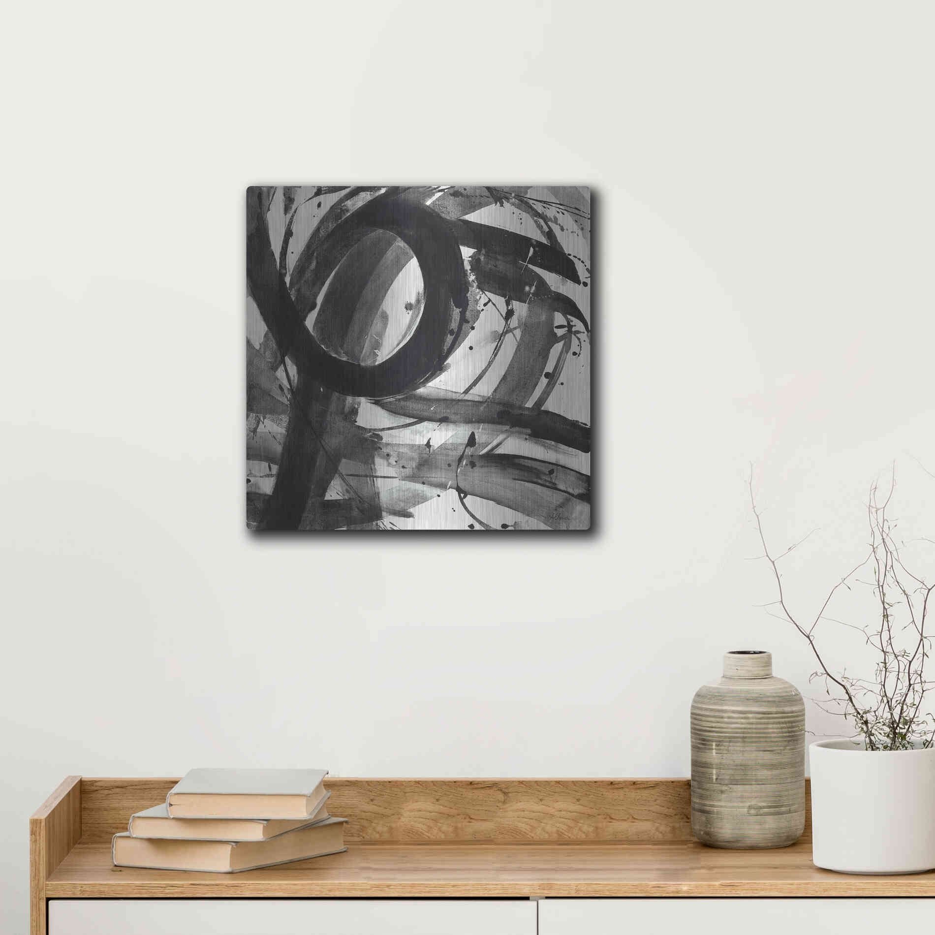 Luxe Metal Art 'Roller Coaster II on White' by Albena Hristova, Metal Wall Art,12x12