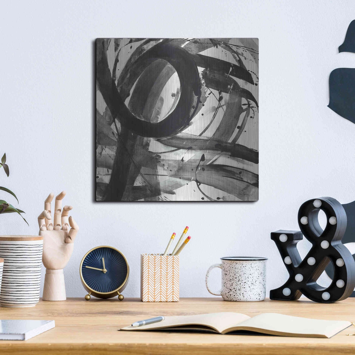 Luxe Metal Art 'Roller Coaster II on White' by Albena Hristova, Metal Wall Art,12x12