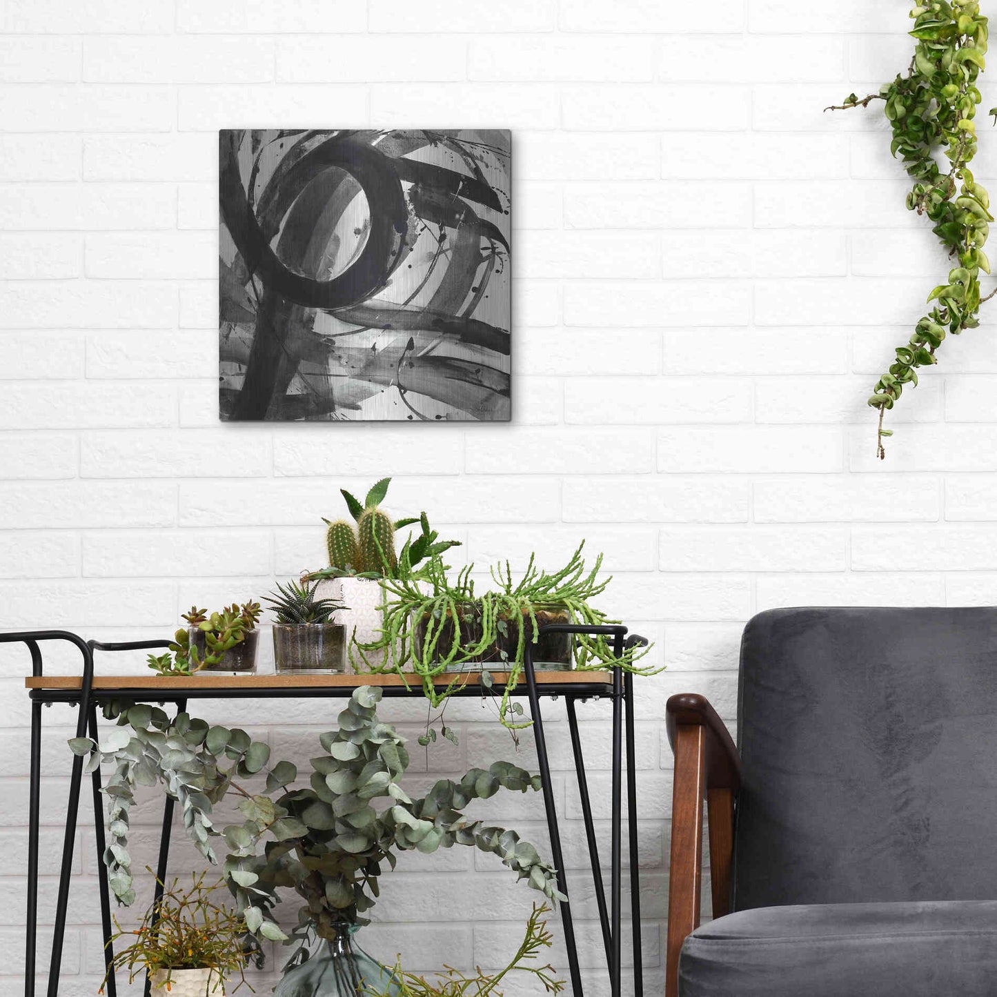 Luxe Metal Art 'Roller Coaster II on White' by Albena Hristova, Metal Wall Art,12x12